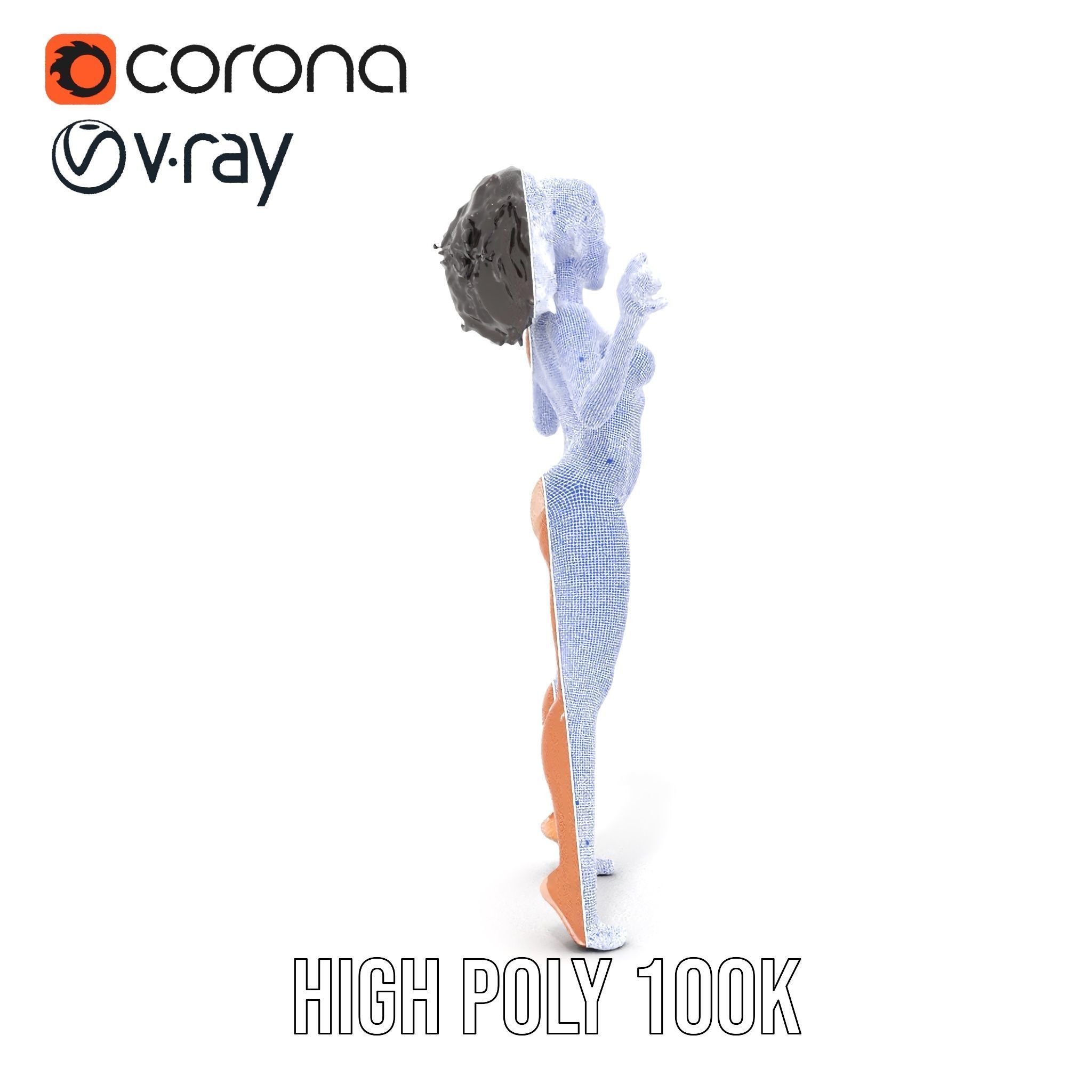 Stylized Female Character Rigged and Animated for Games Low-poly 3D model_26