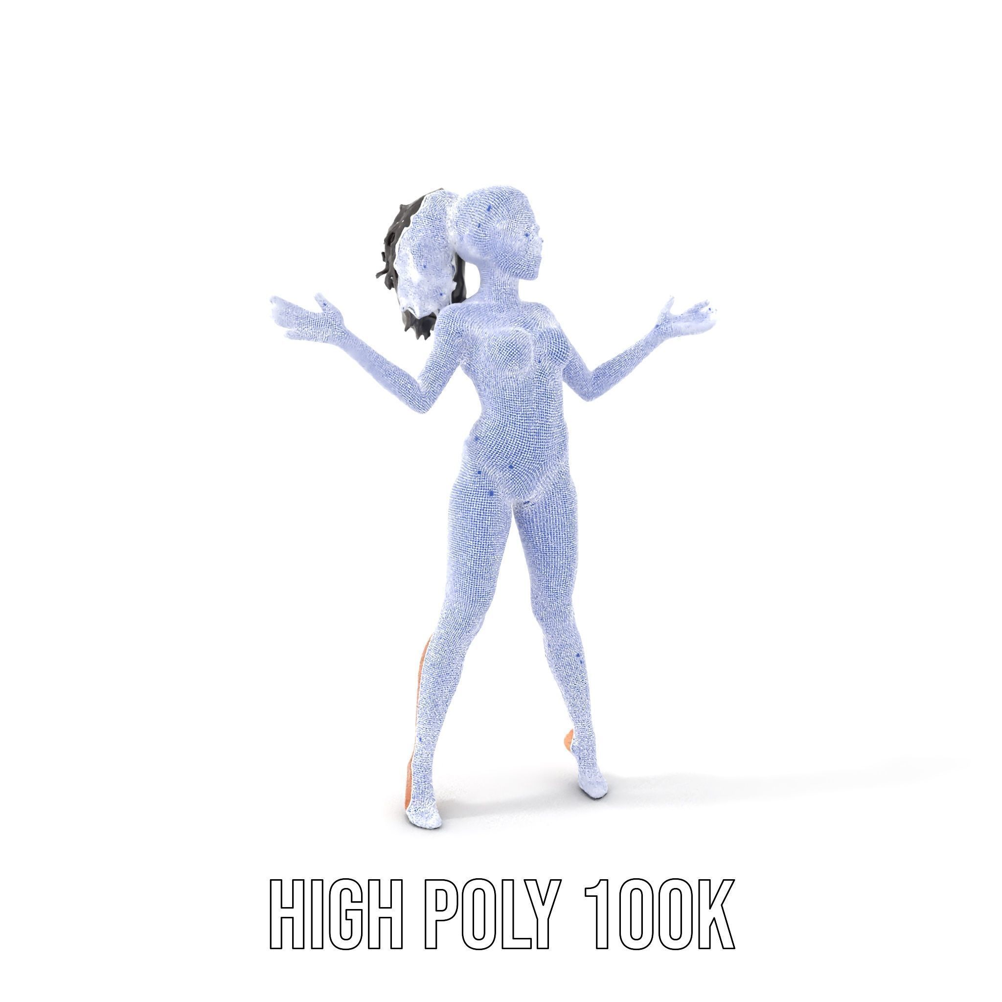 Stylized Female Character Rigged and Animated for Games Low-poly 3D model_4