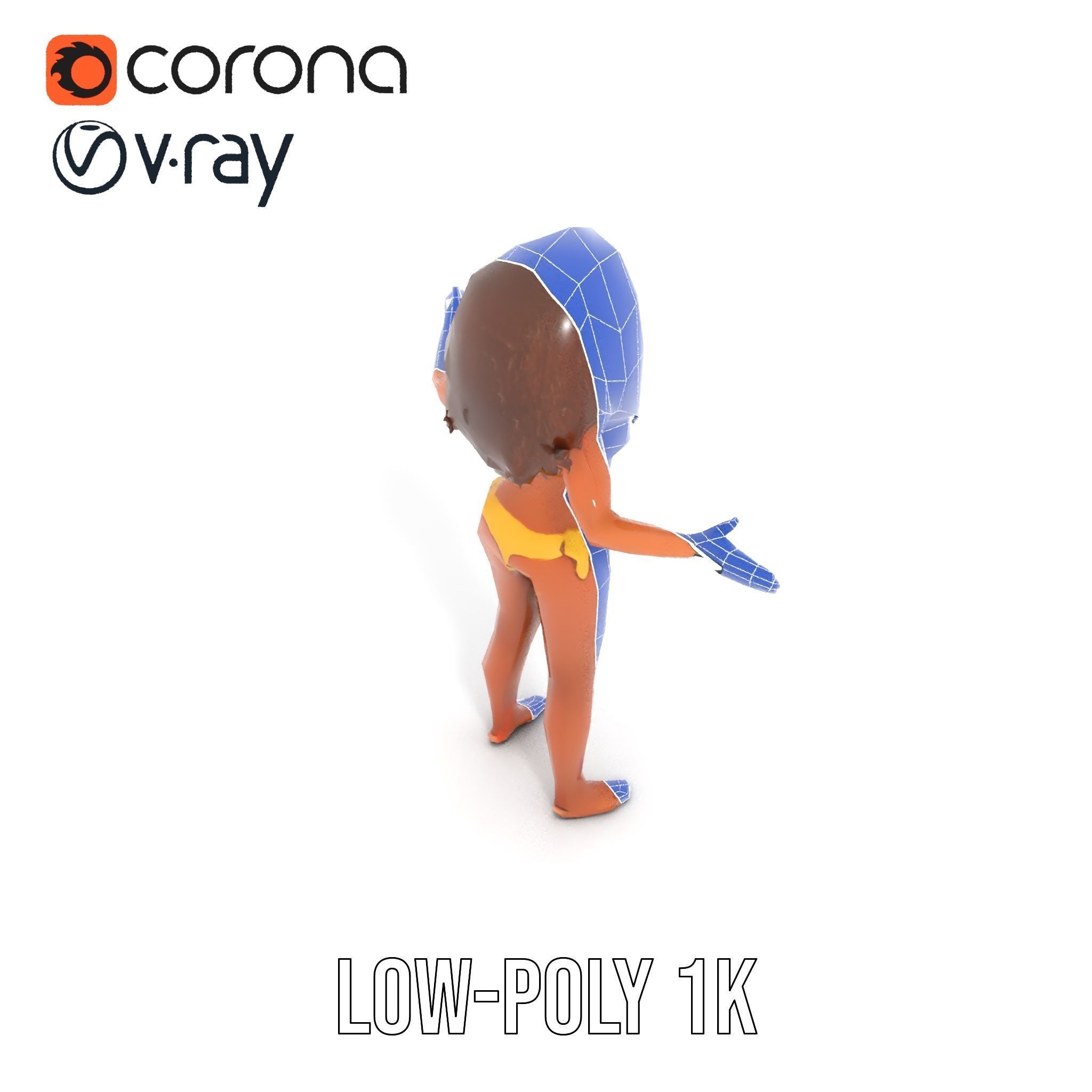 Sunshine Bikini Female Character Rigged and Animated Low-poly 3D model_27