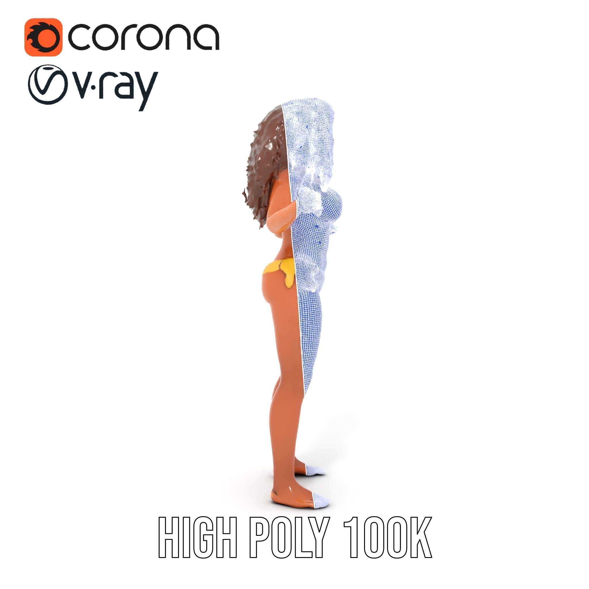 Sunshine Bikini Female Character Rigged and Animated Low-poly 3D model_33