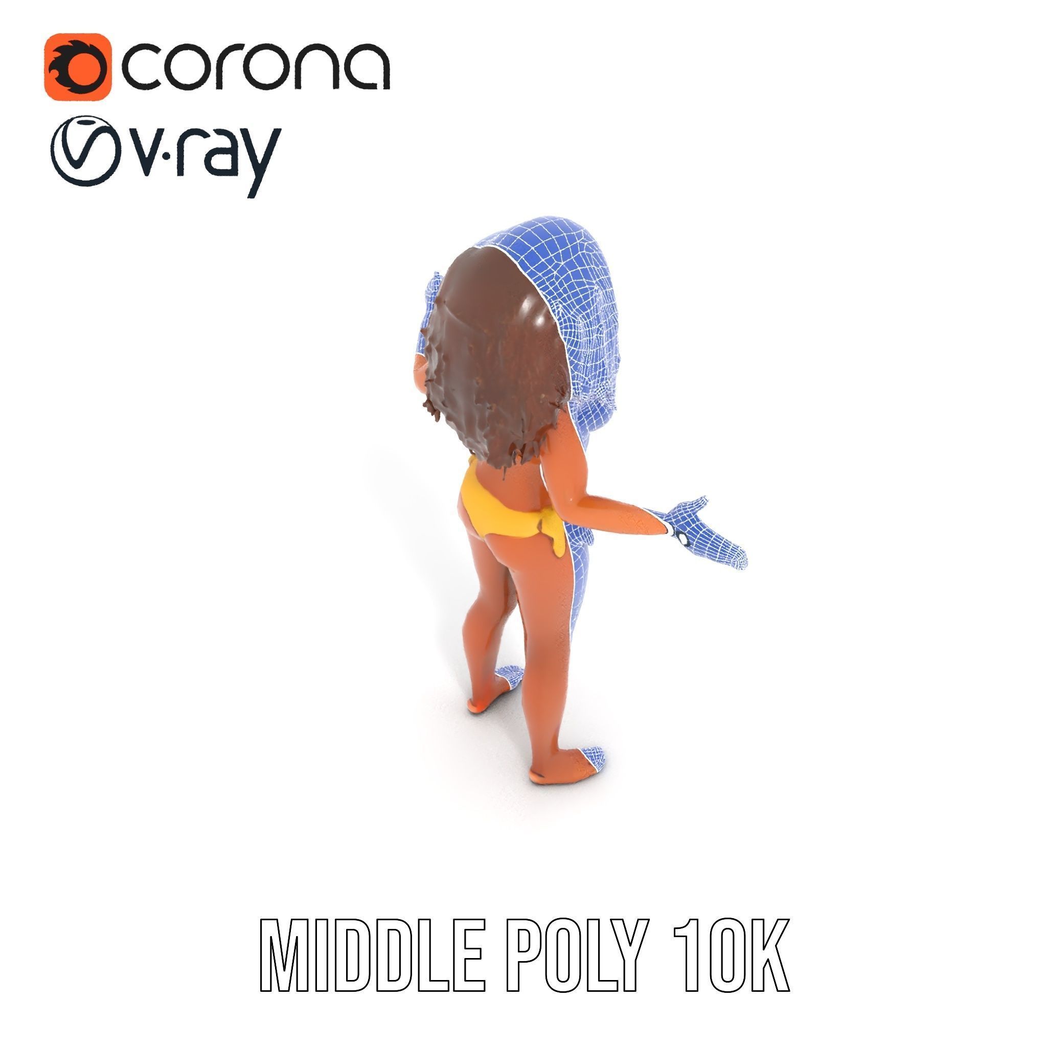 Sunshine Bikini Female Character Rigged and Animated Low-poly 3D model_15