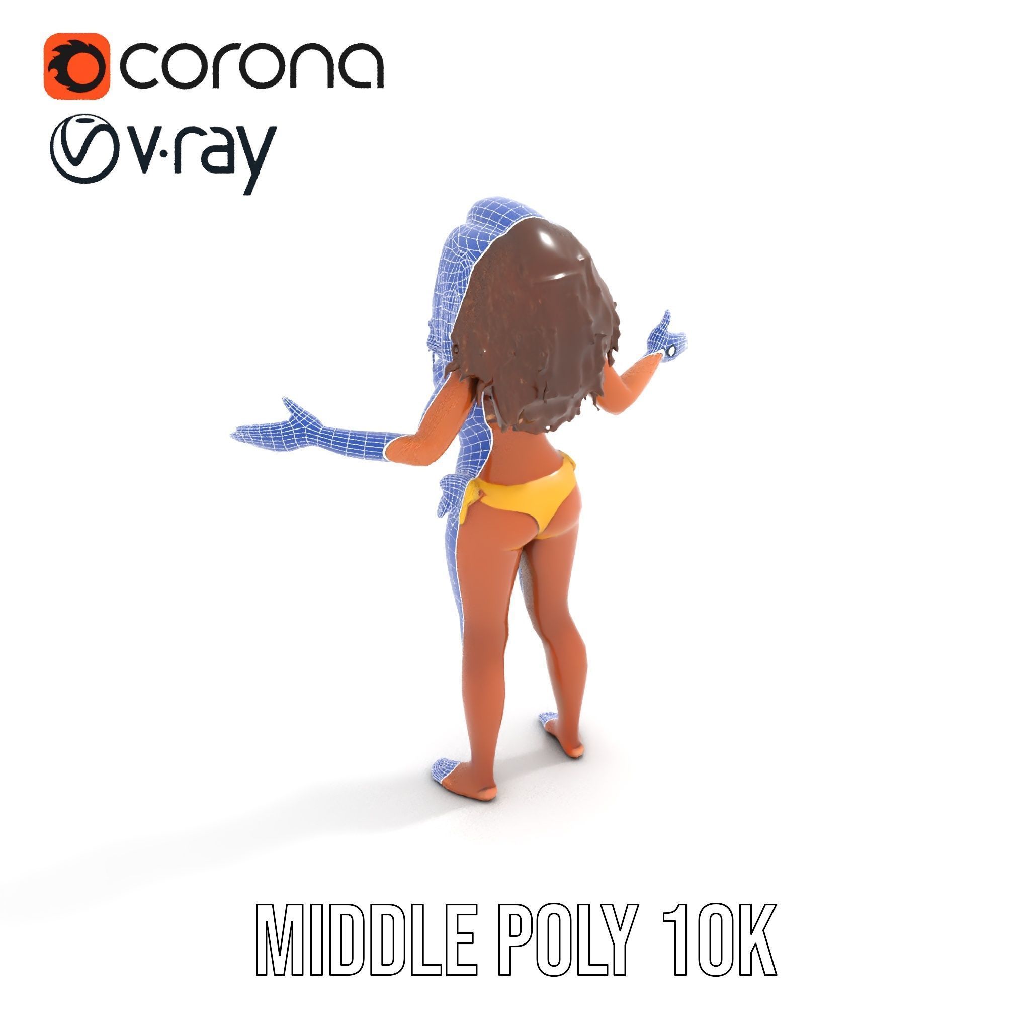 Sunshine Bikini Female Character Rigged and Animated Low-poly 3D model_21