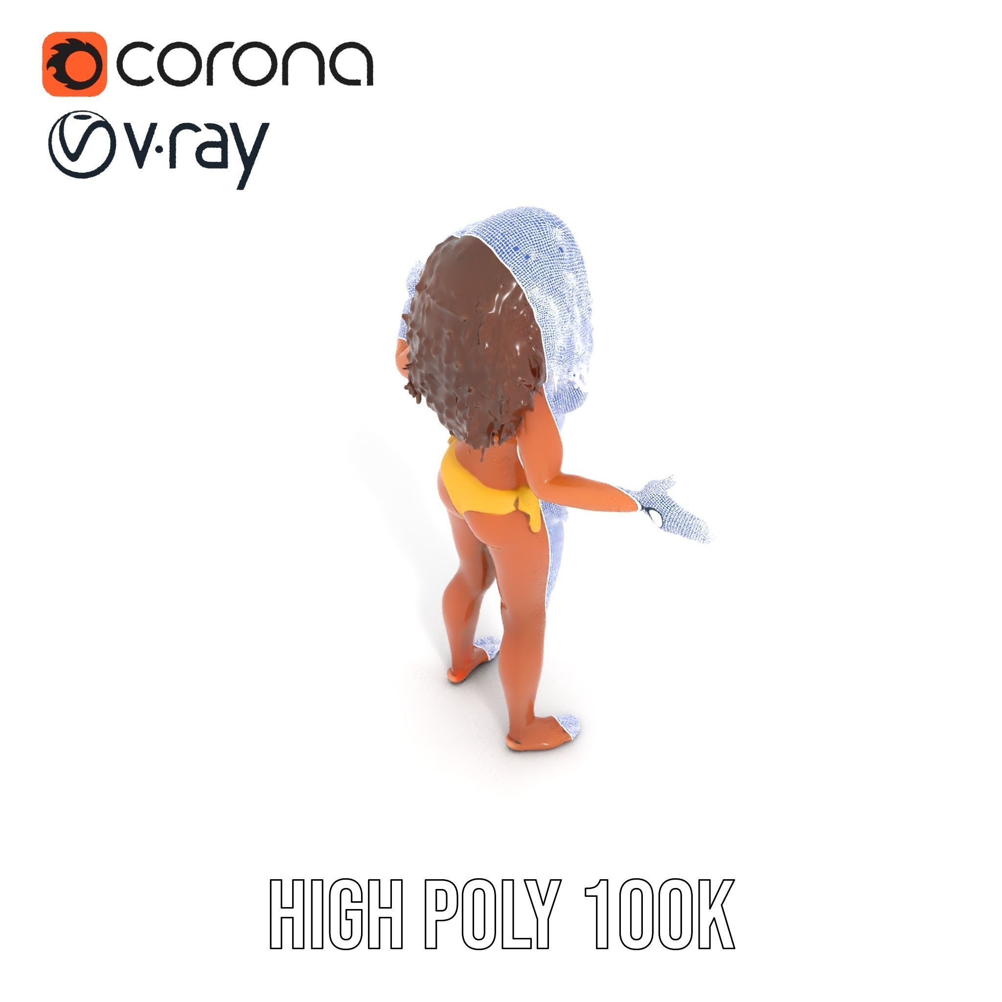 Sunshine Bikini Female Character Rigged and Animated Low-poly 3D model_31