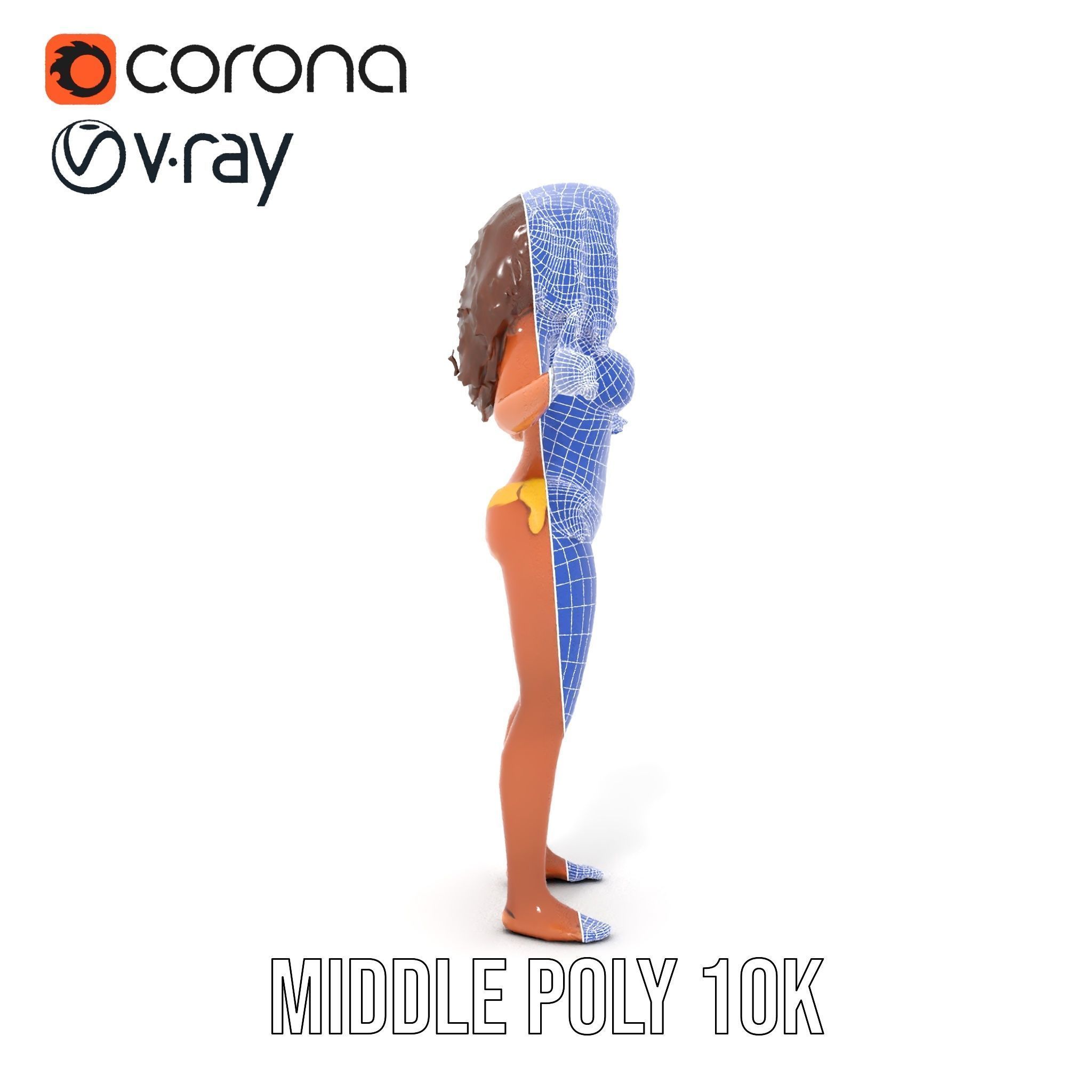 Sunshine Bikini Female Character Rigged and Animated Low-poly 3D model_34