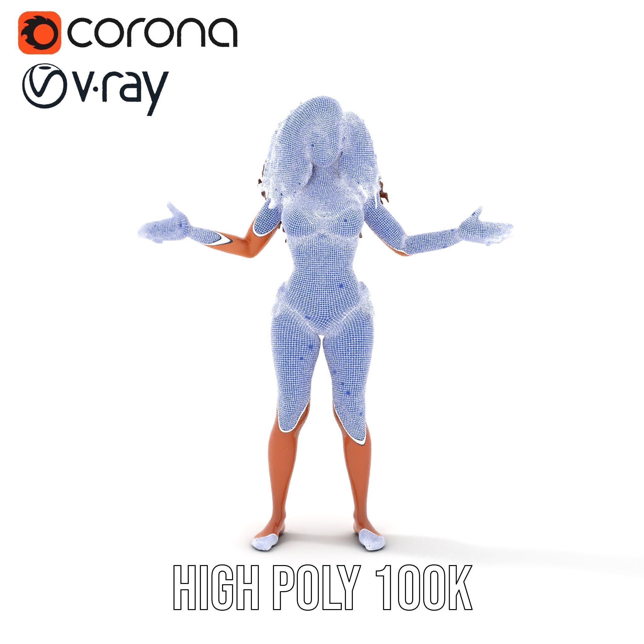 Sunshine Bikini Female Character Rigged and Animated Low-poly 3D model_23