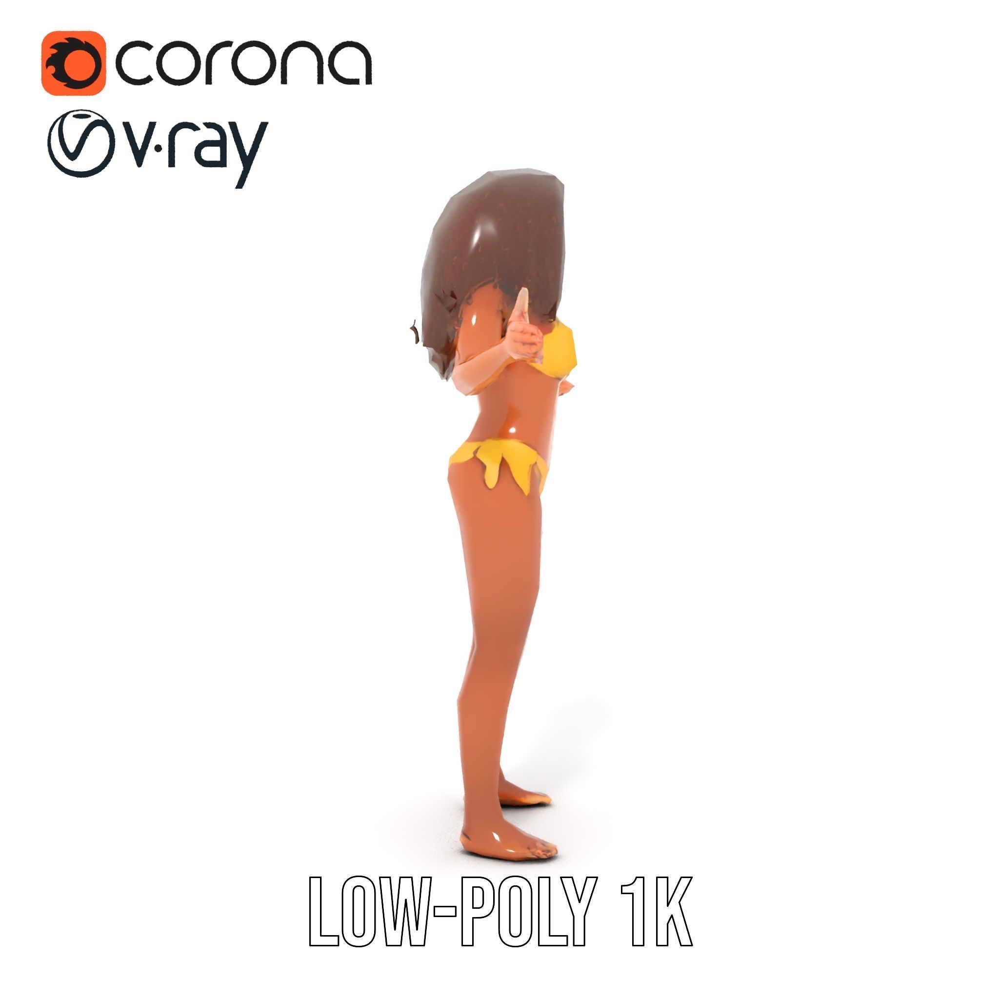 Sunshine Bikini Female Character Rigged and Animated Low-poly 3D model_13