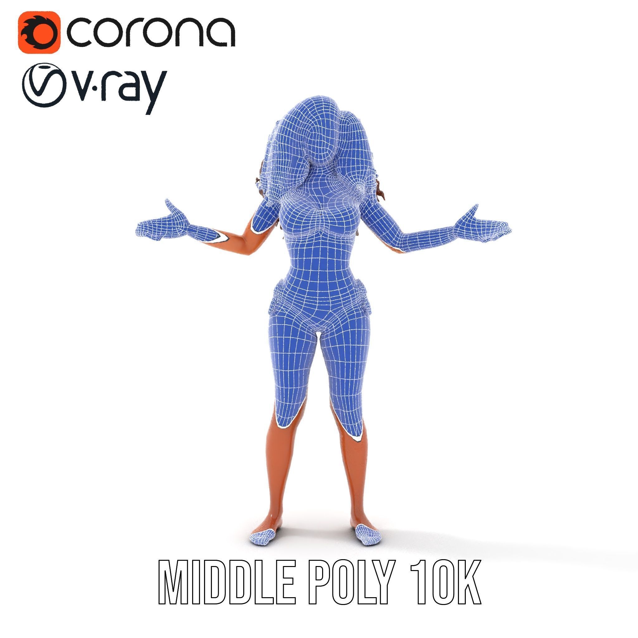 Sunshine Bikini Female Character Rigged and Animated Low-poly 3D model_29