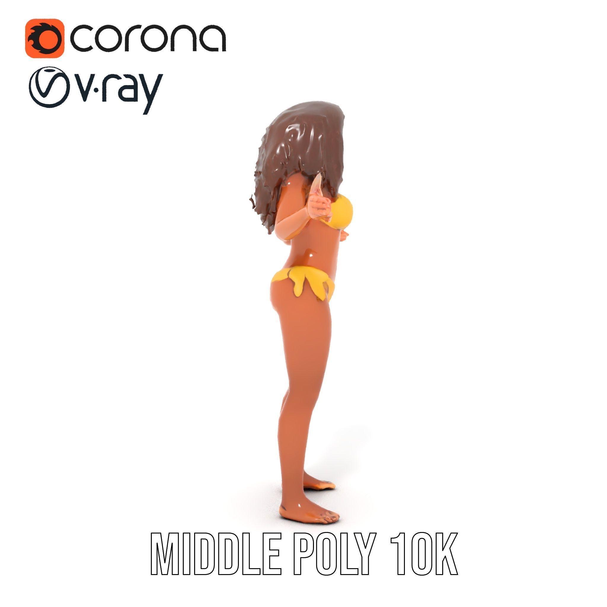 Sunshine Bikini Female Character Rigged and Animated Low-poly 3D model_26