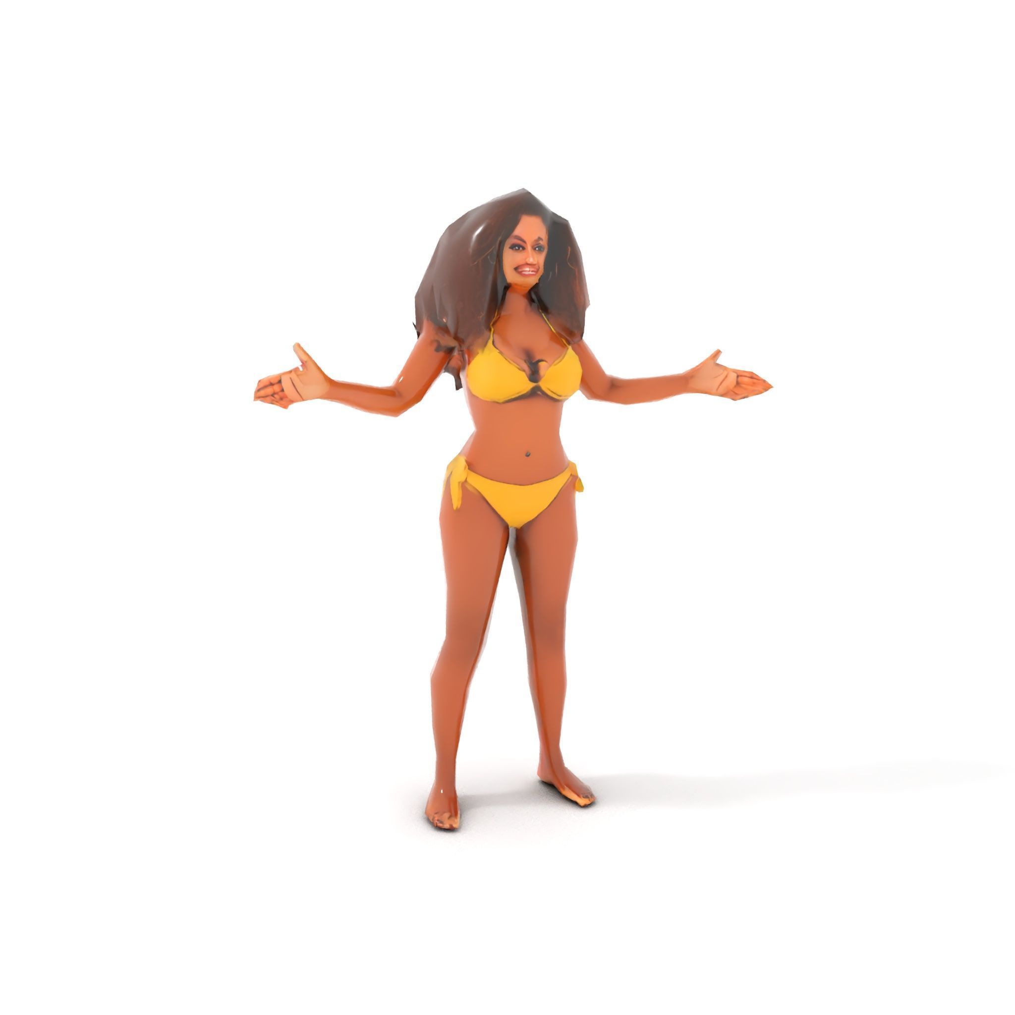 Sunshine Bikini Female Character Rigged and Animated Low-poly 3D model_7