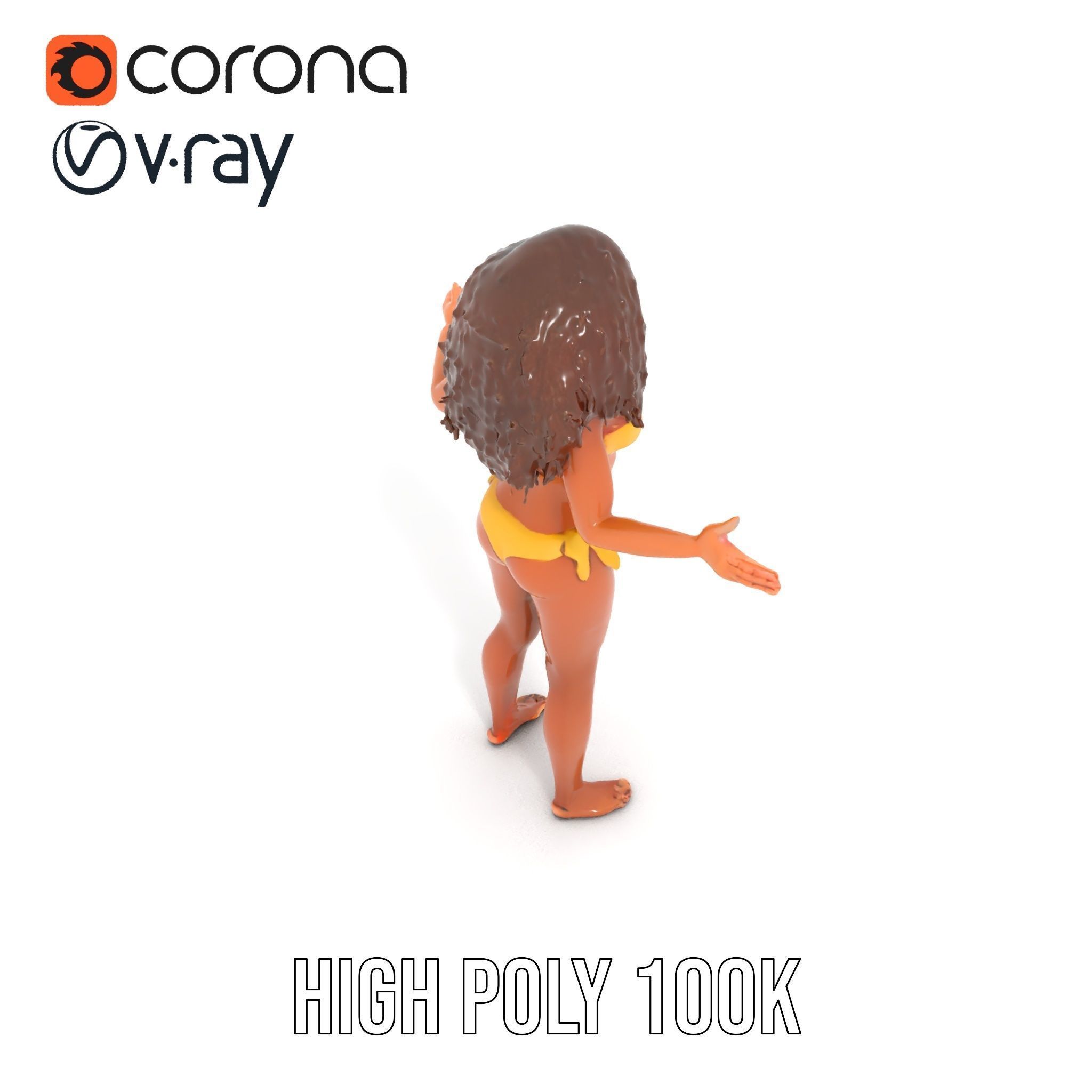 Sunshine Bikini Female Character Rigged and Animated Low-poly 3D model_11