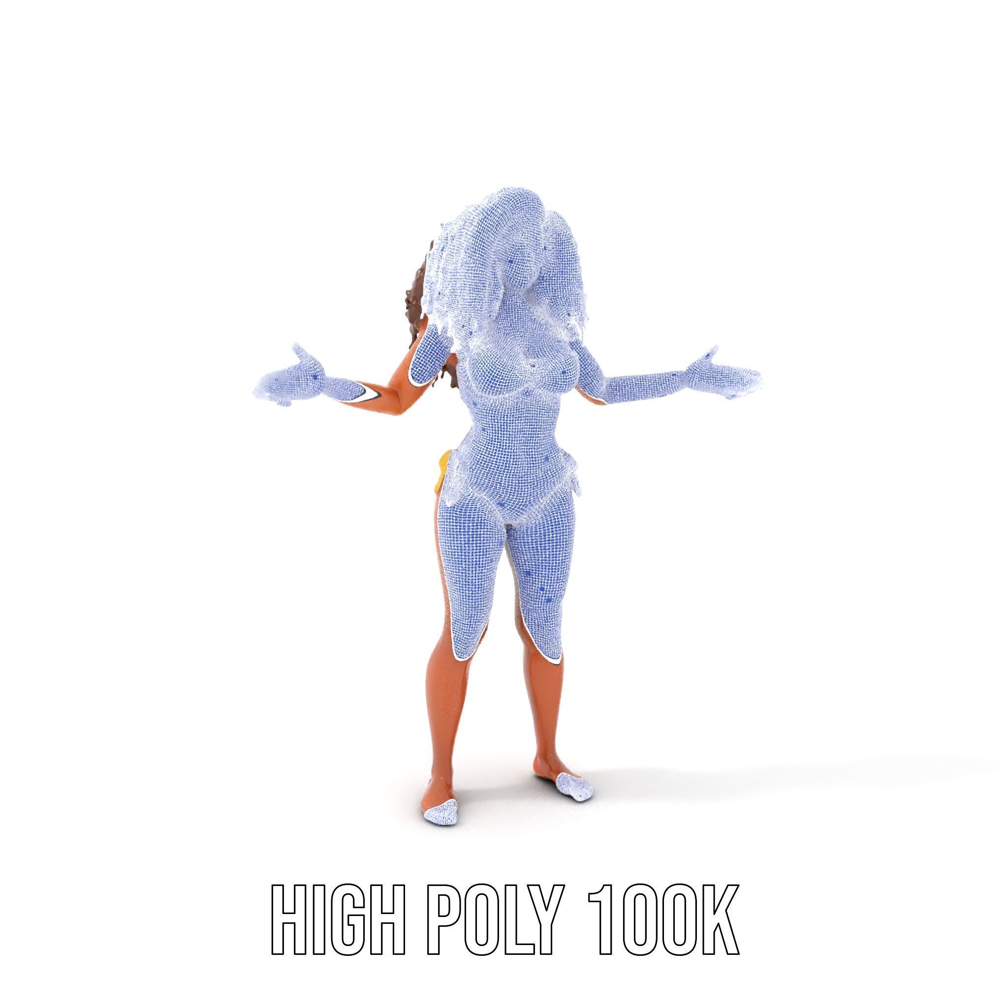 Sunshine Bikini Female Character Rigged and Animated Low-poly 3D model_4