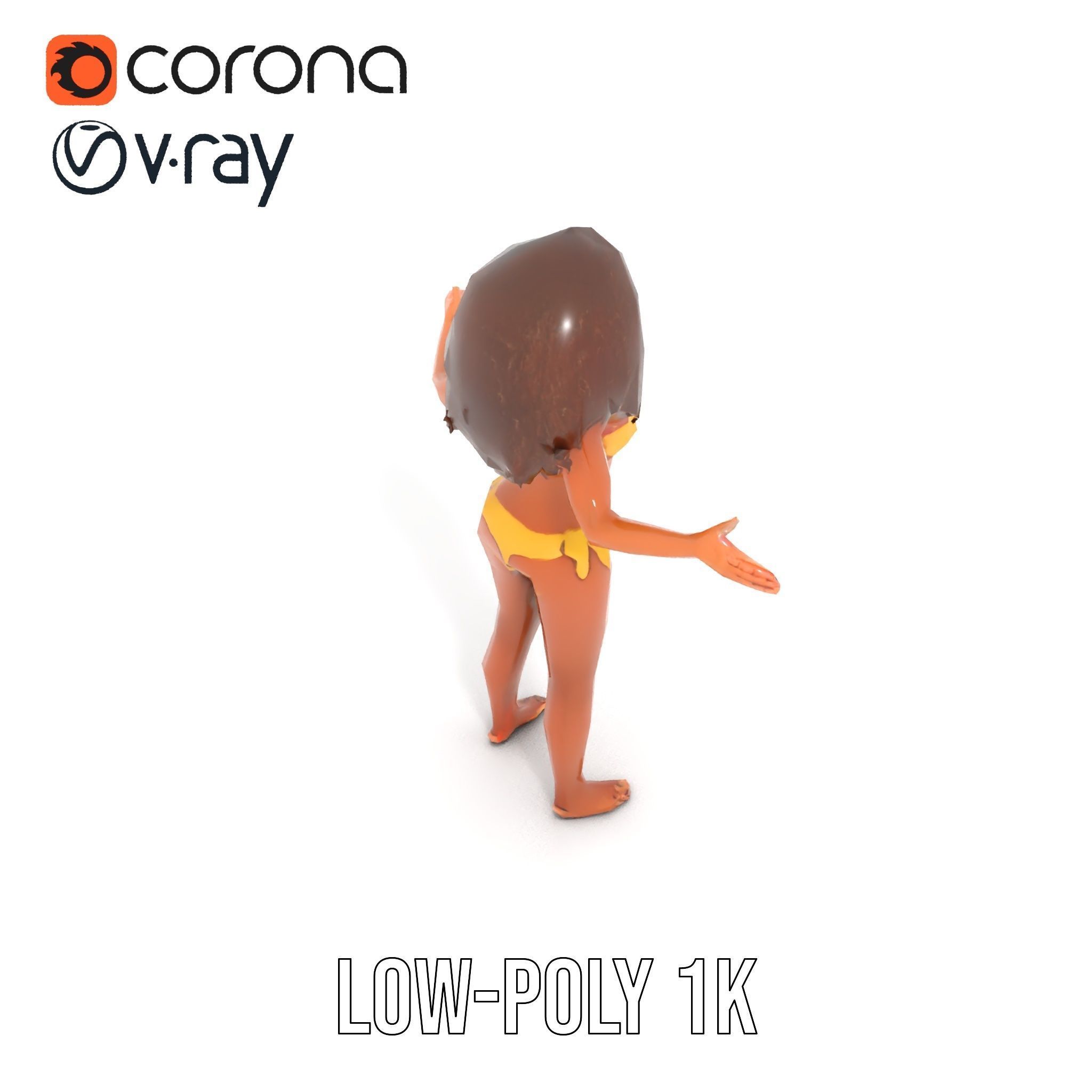 Sunshine Bikini Female Character Rigged and Animated Low-poly 3D model_22