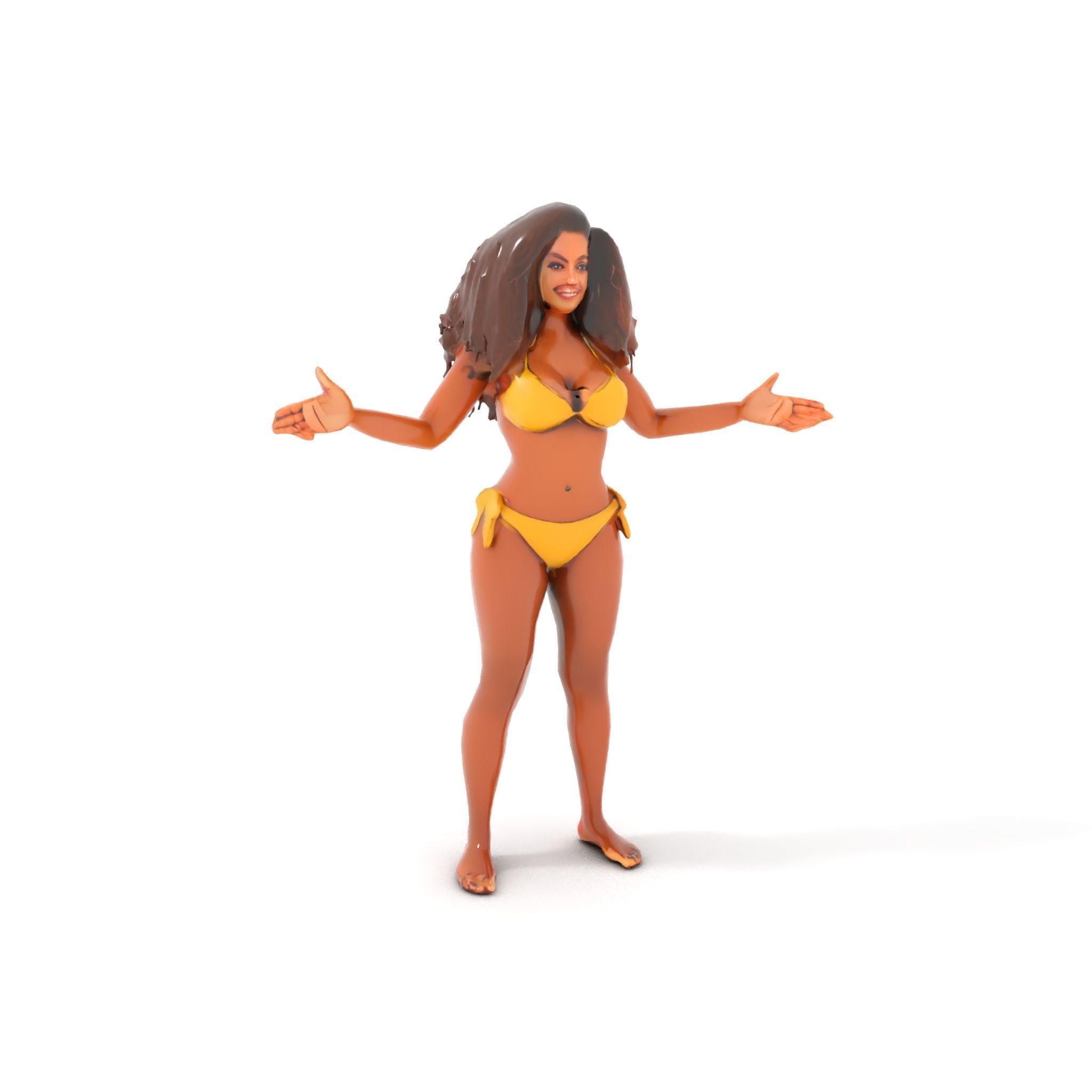 Sunshine Bikini Female Character Rigged and Animated Low-poly 3D model_6