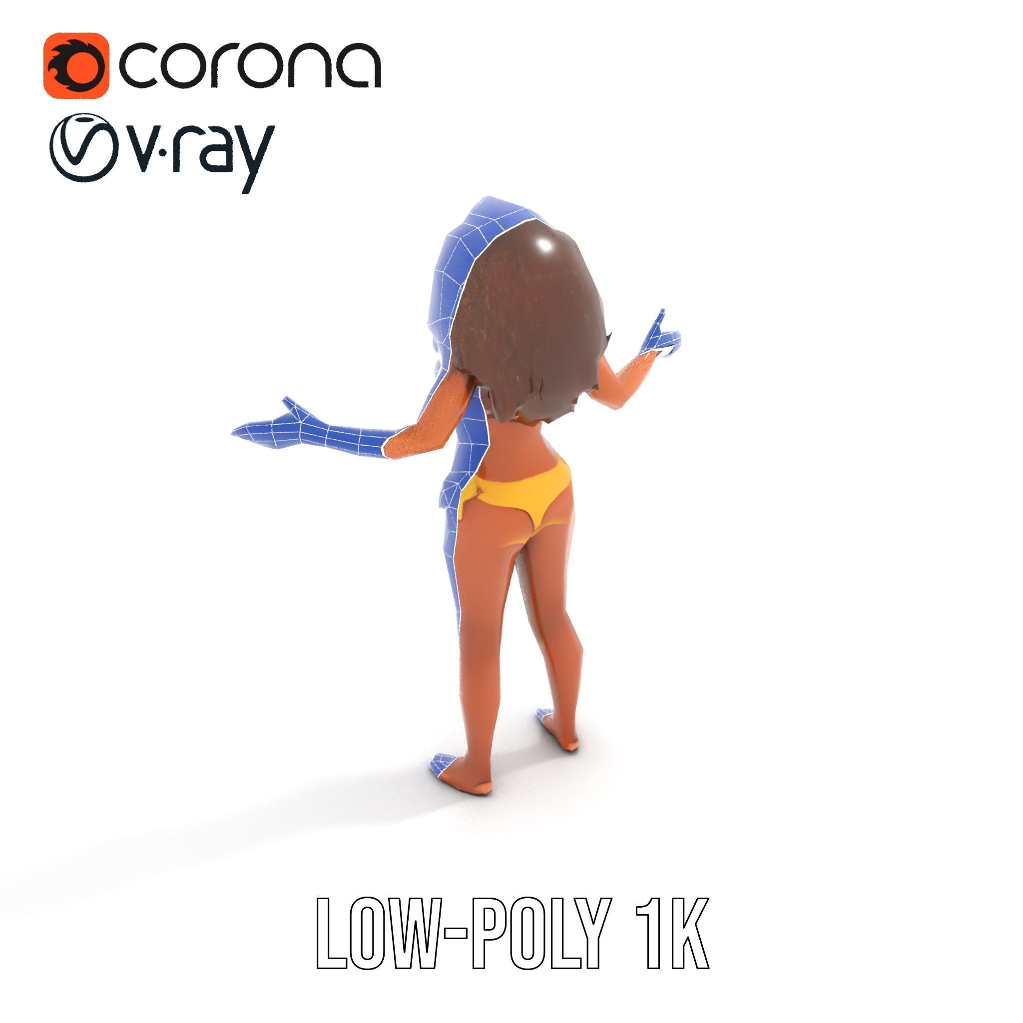 Sunshine Bikini Female Character Rigged and Animated Low-poly 3D model_30