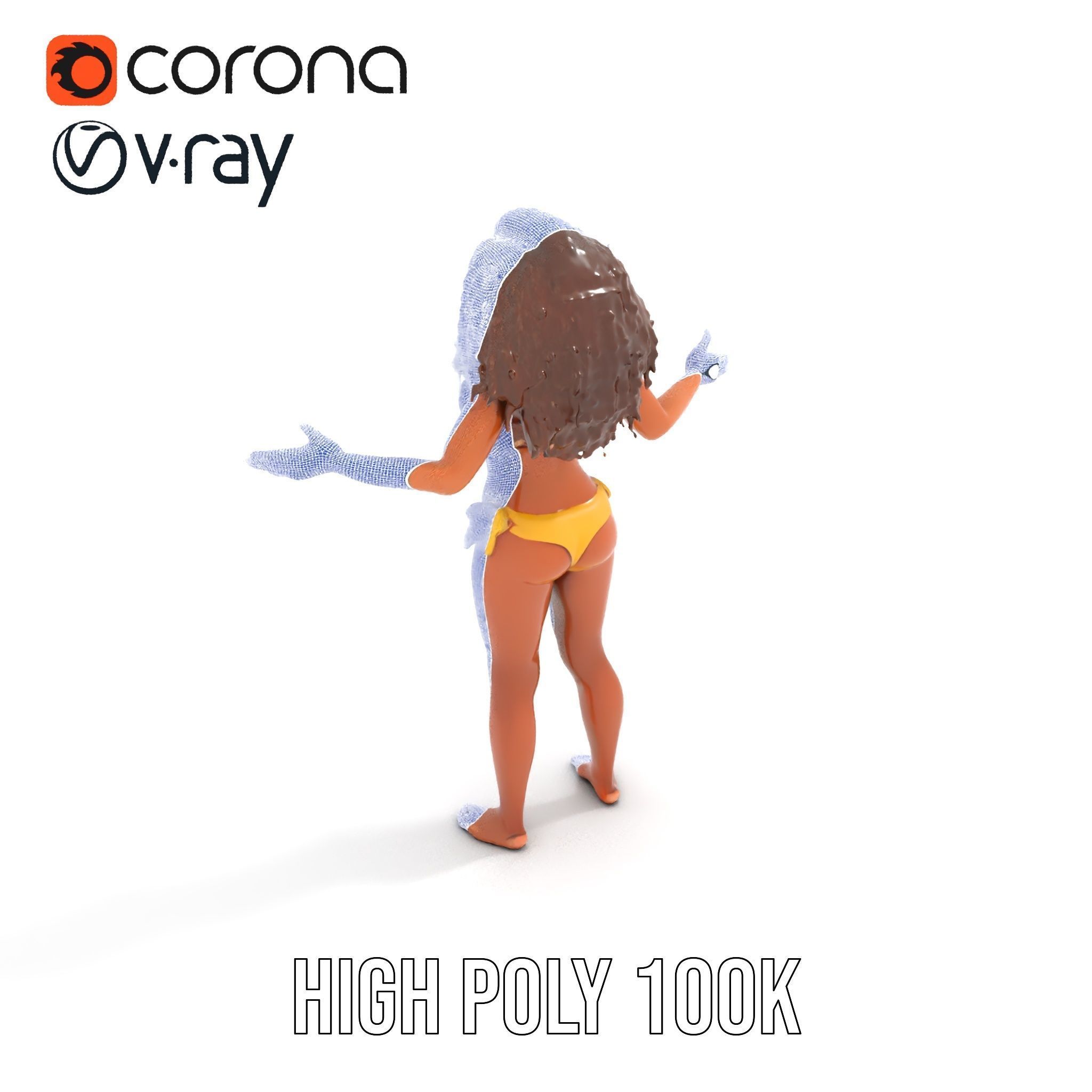 Sunshine Bikini Female Character Rigged and Animated Low-poly 3D model_14