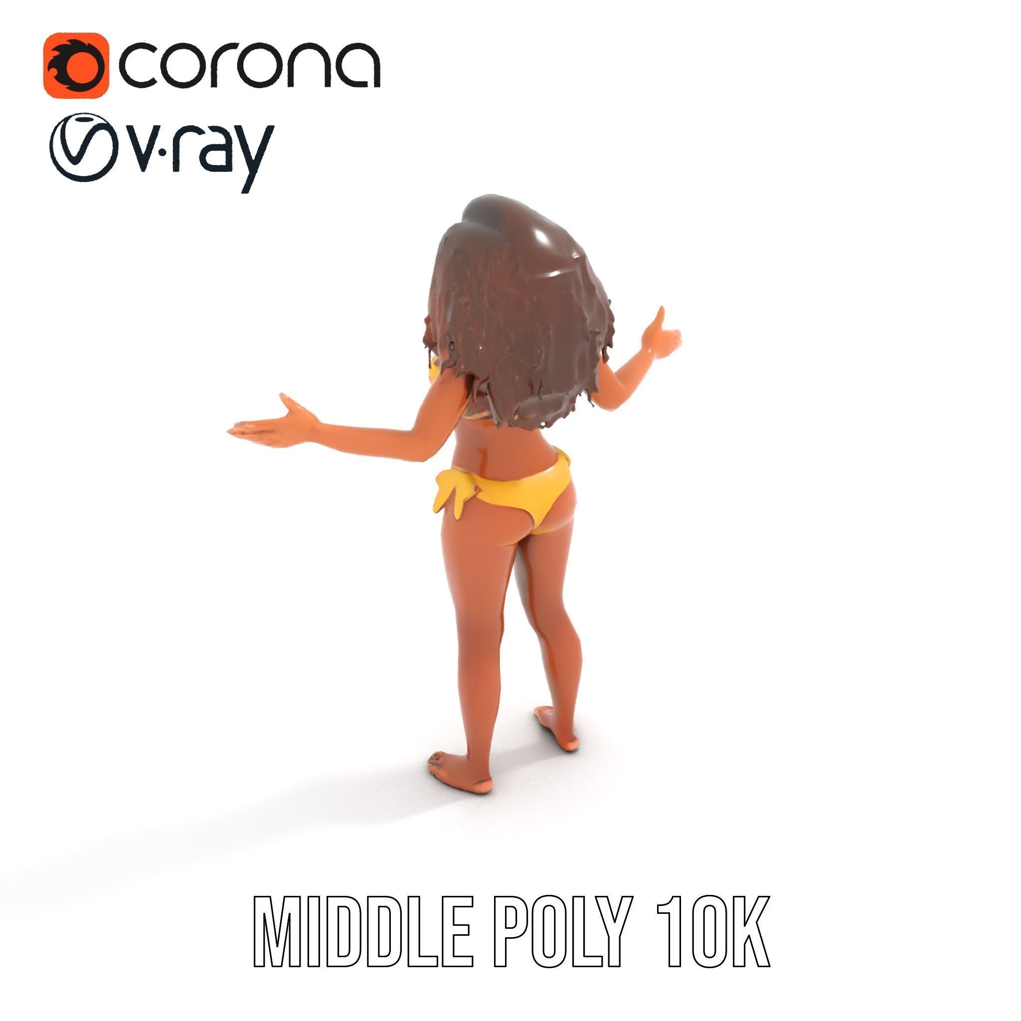 Sunshine Bikini Female Character Rigged and Animated Low-poly 3D model_9
