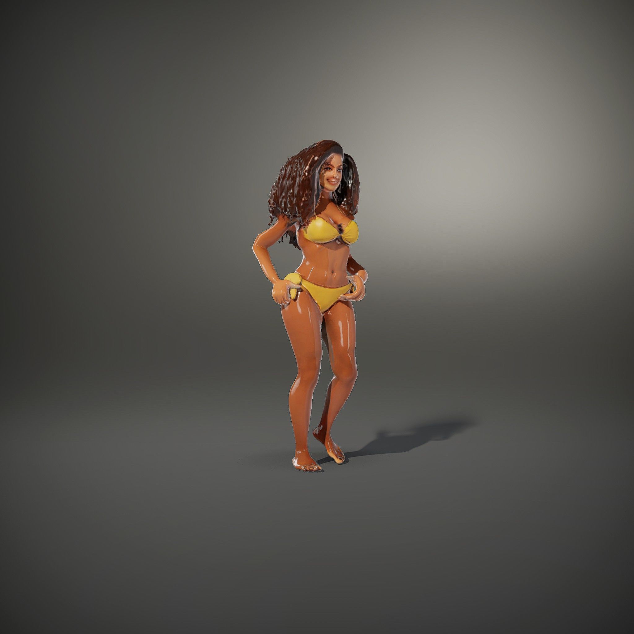 Sunshine Bikini Female Character Rigged and Animated Low-poly 3D model_35