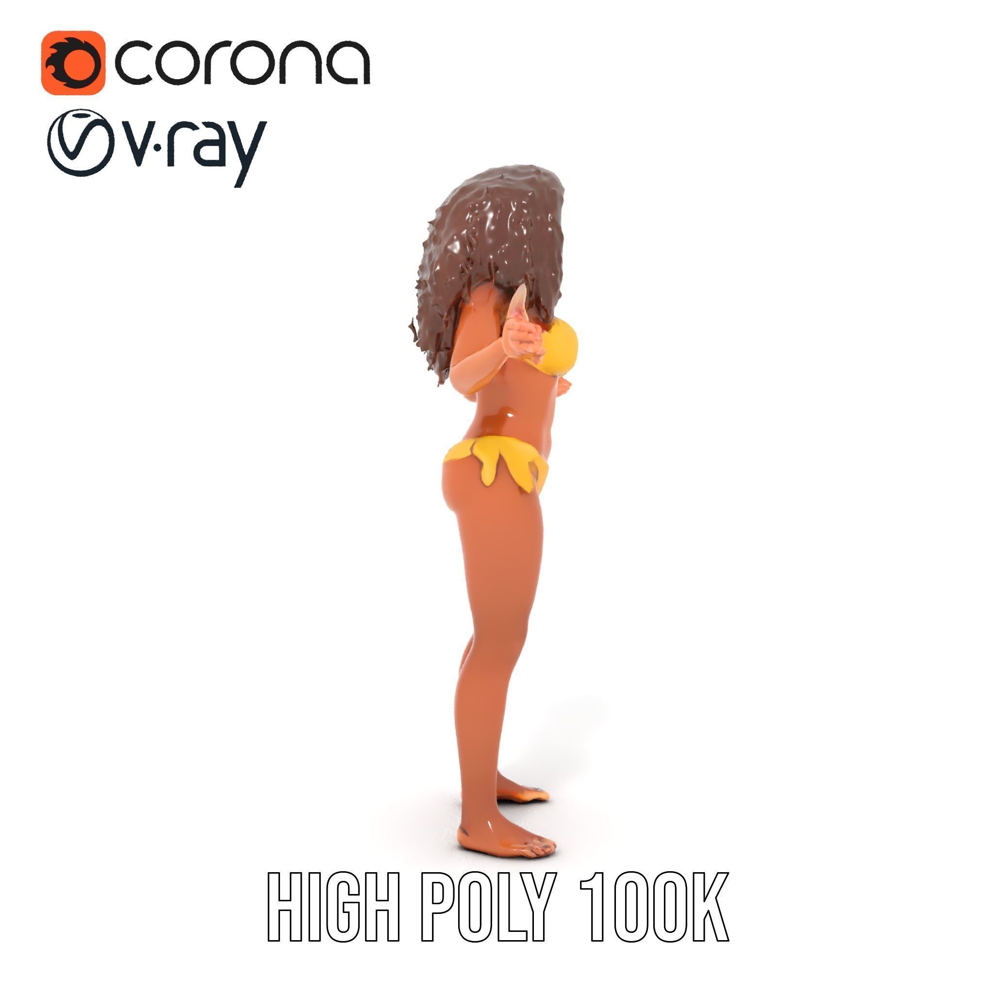 Sunshine Bikini Female Character Rigged and Animated Low-poly 3D model_28