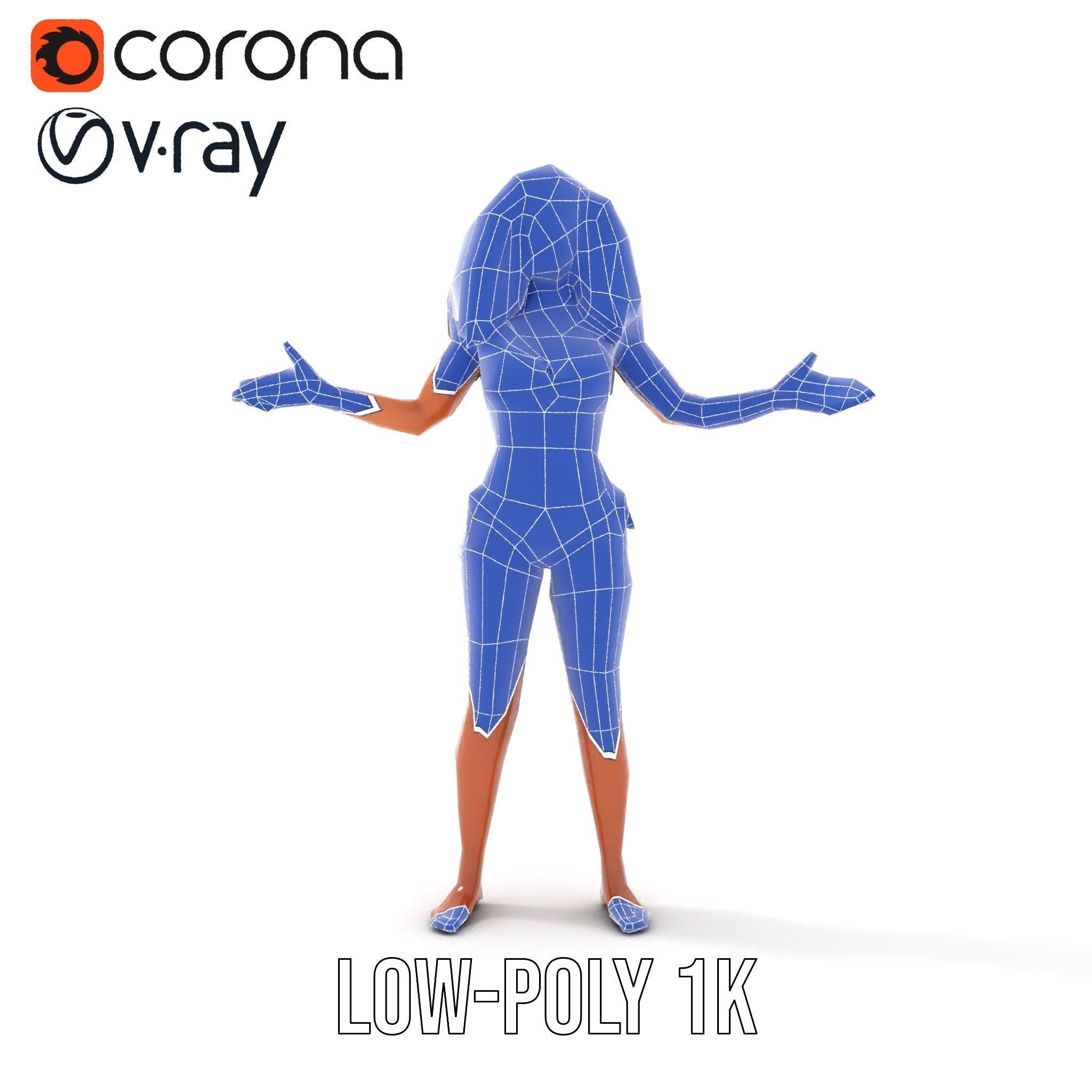 Sunshine Bikini Female Character Rigged and Animated Low-poly 3D model_25