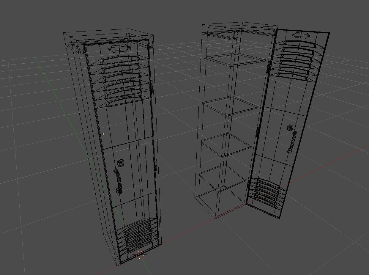 Locker pair of lockers Low-poly 3D model_4