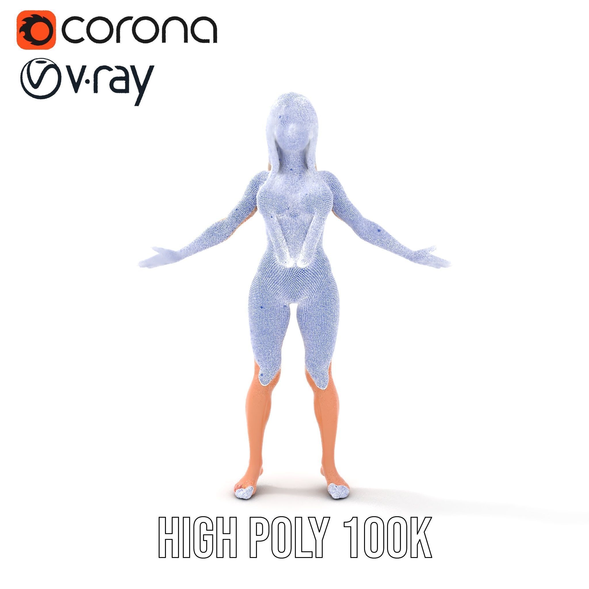 Sleek Swimsuit Character Model Rigged and Animated Low-poly 3D model_31