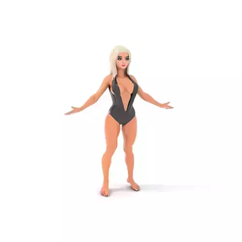 Sleek Swimsuit Character Model Rigged and Animated Low-poly 3D model