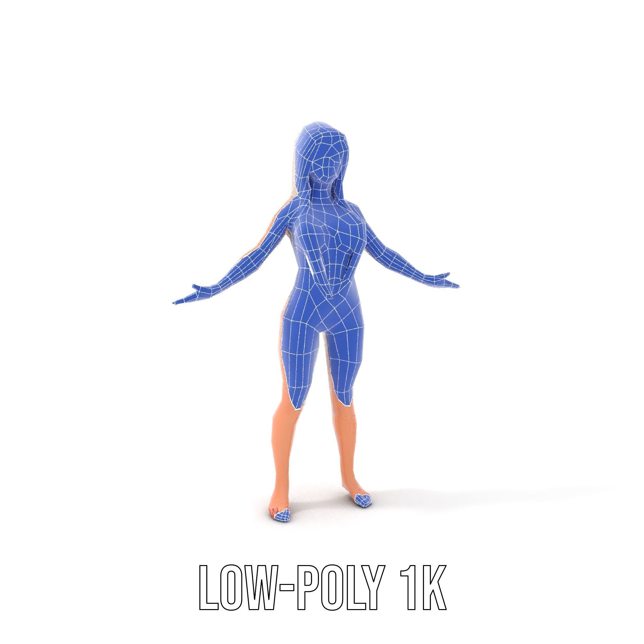 Sleek Swimsuit Character Model Rigged and Animated Low-poly 3D model_8