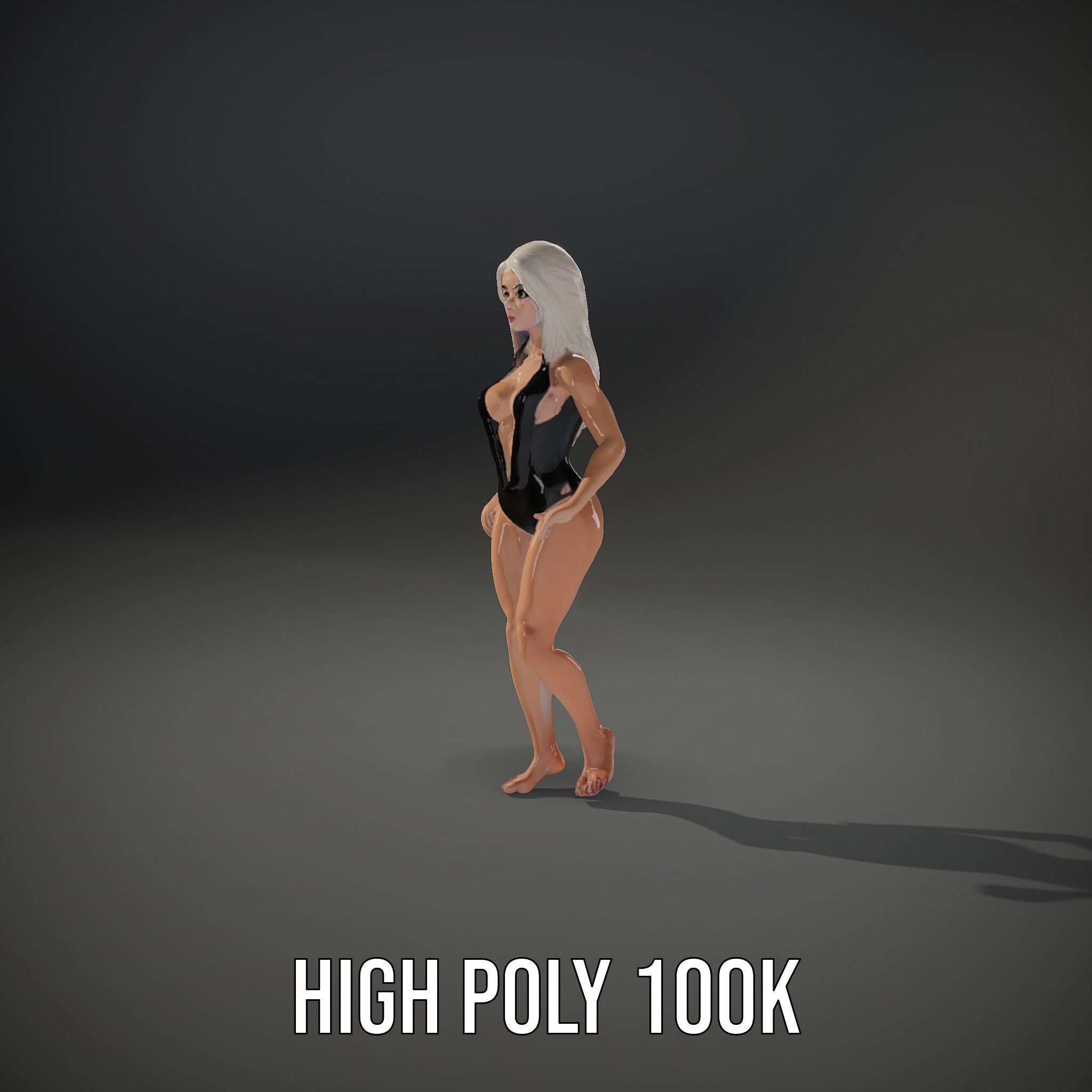 Sleek Swimsuit Character Model Rigged and Animated Low-poly 3D model_28