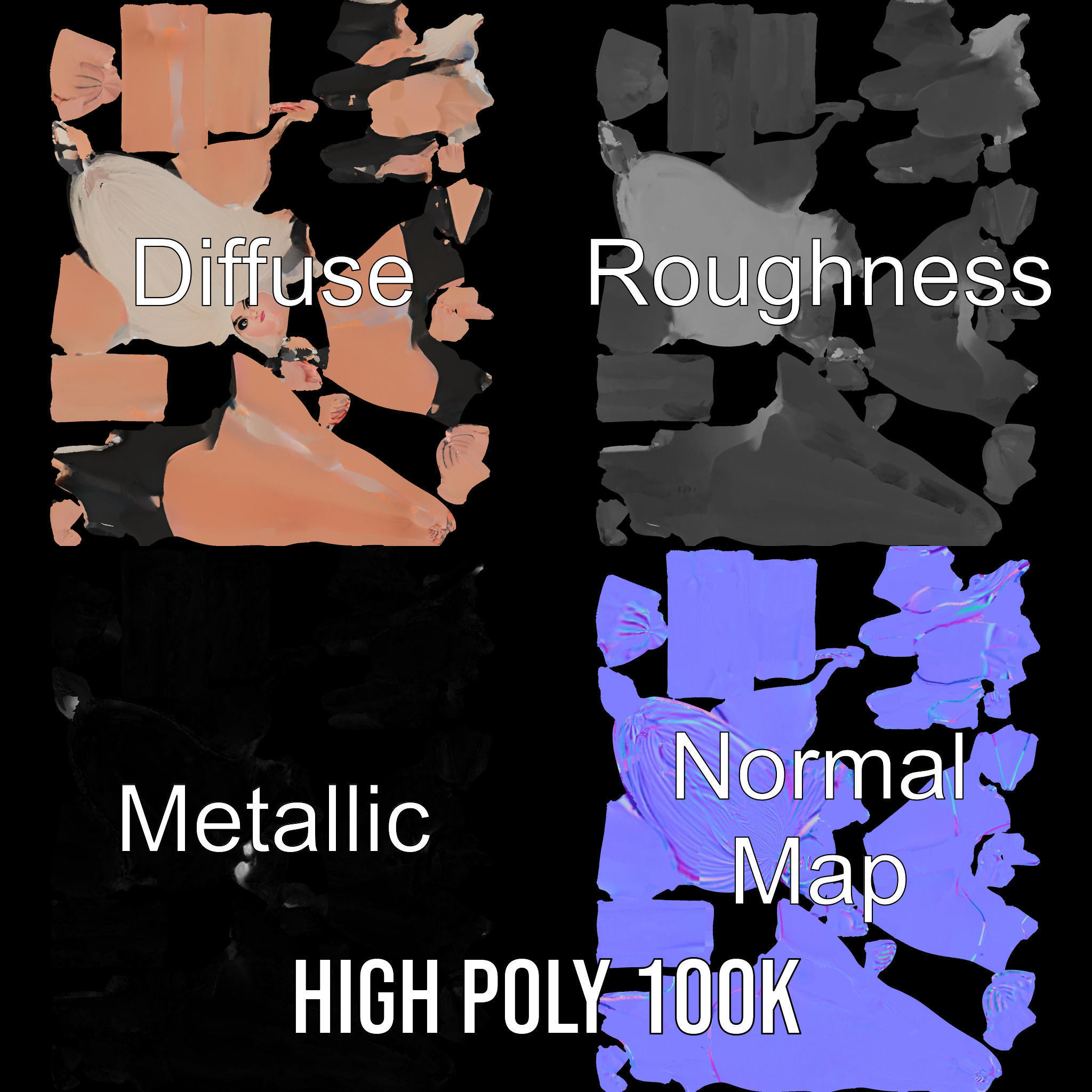 Sleek Swimsuit Character Model Rigged and Animated Low-poly 3D model_3