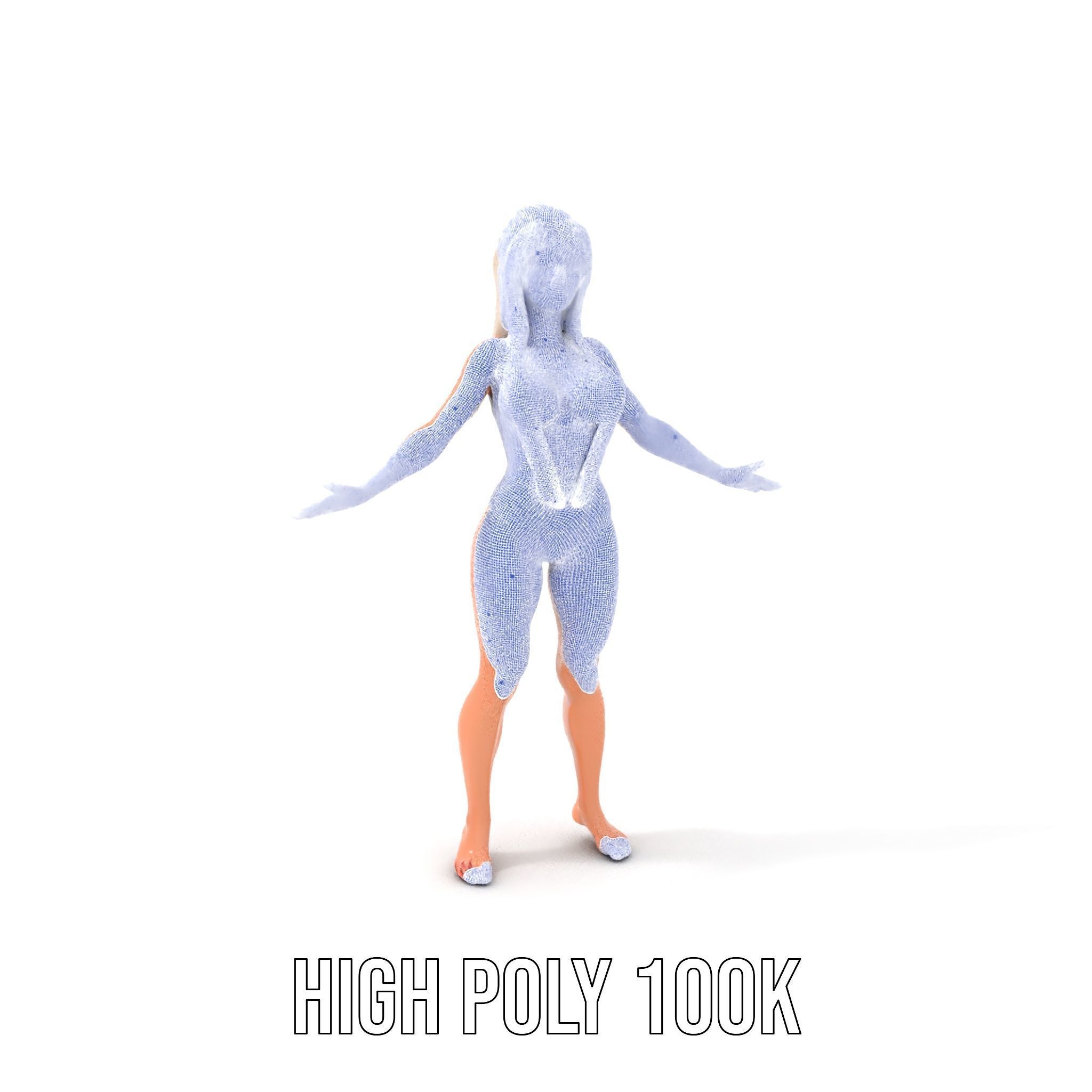 Sleek Swimsuit Character Model Rigged and Animated Low-poly 3D model_4