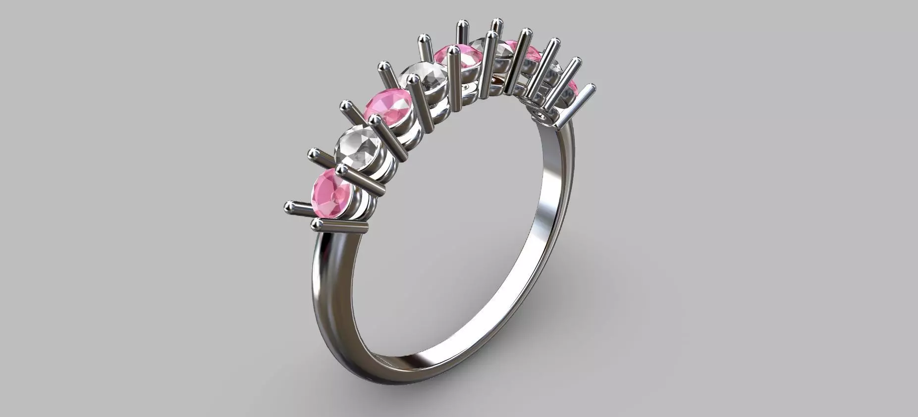 Half Wedding Ring with 2 50mm Gemstones 3D print model