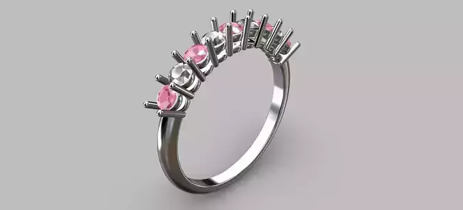 Half Wedding Ring with 2 50mm Gemstones