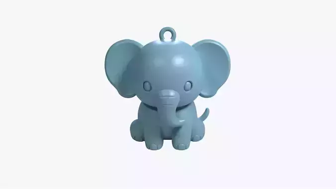 Baby Elephant Keychain Cute 3D STL File Printable Elephant Charm