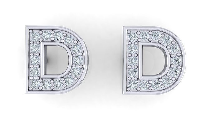 Alphabet Earrings letter D 3D print model