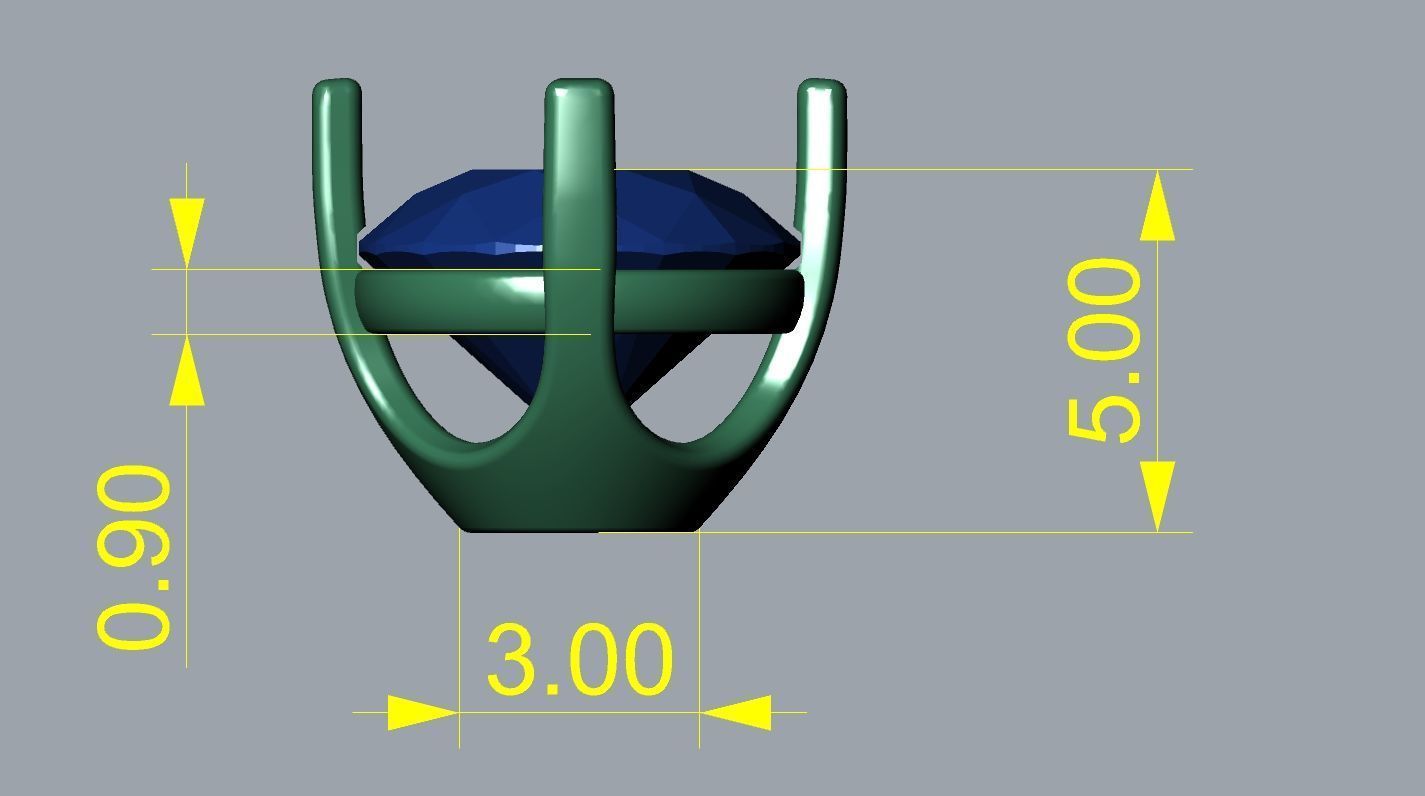 Solitaire Earring Round Gemstone 6mm 3D print model_9