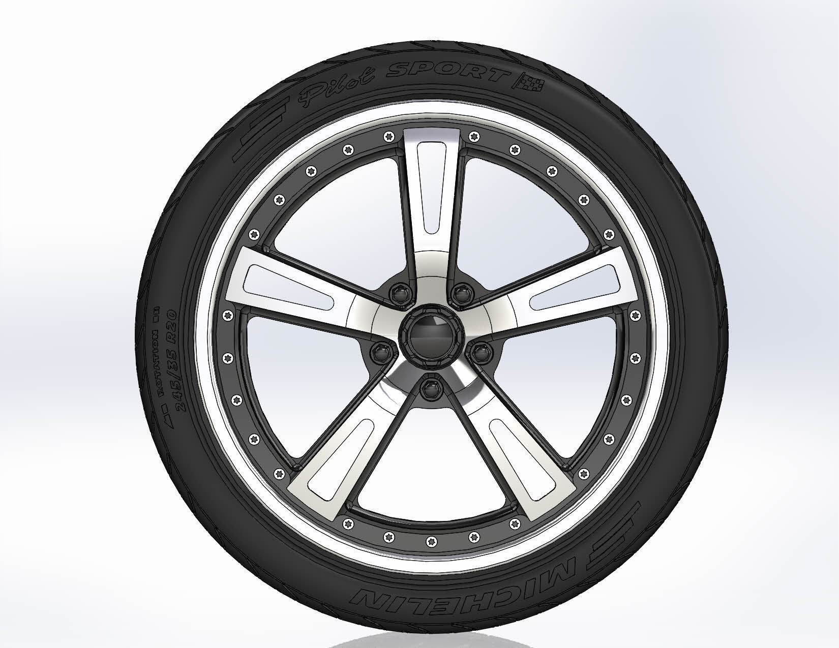 Wheels Schott Mod 5 PT 20inch for your scale model 3D print model_8