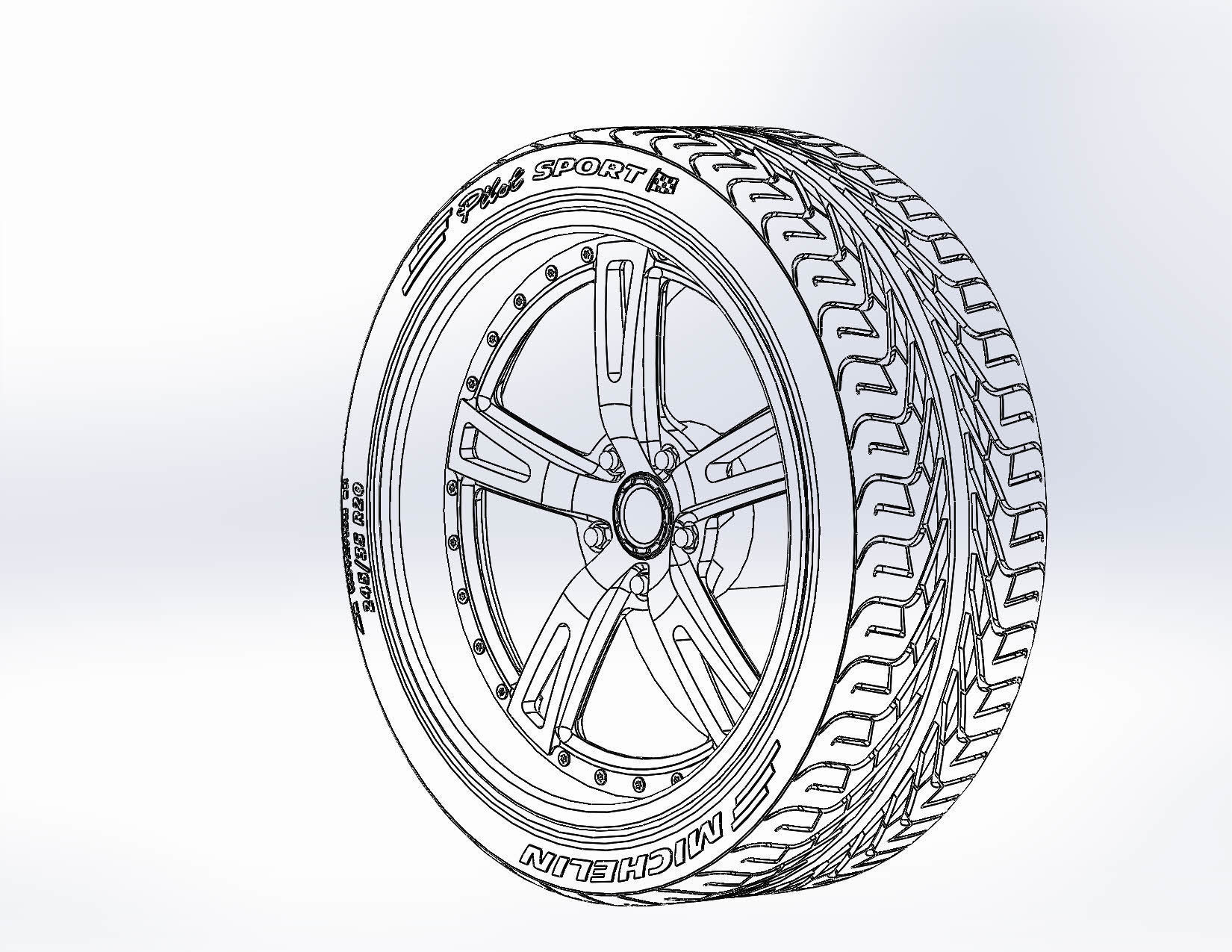 Wheels Schott Mod 5 PT 20inch for your scale model 3D print model_3