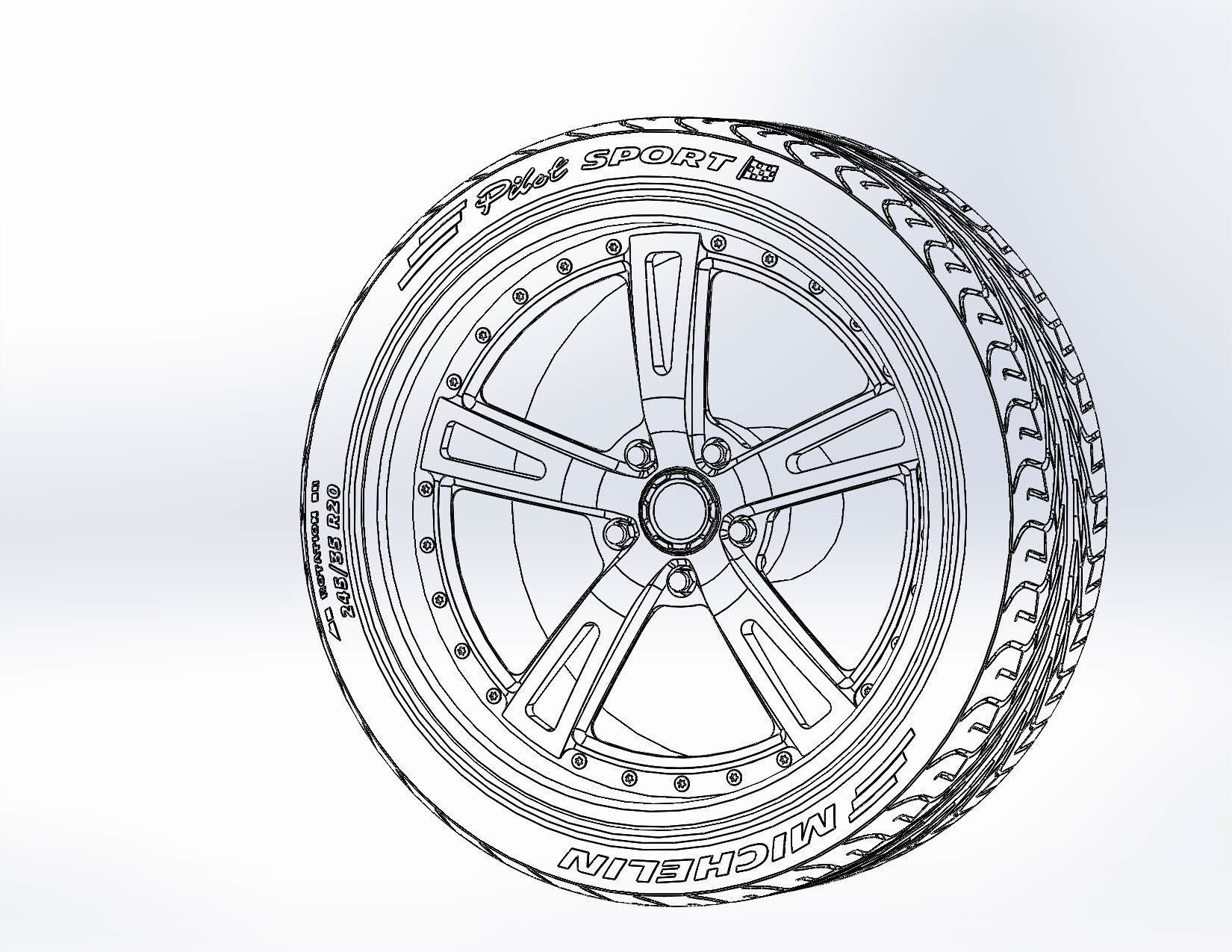 Wheels Schott Mod 5 PT 20inch for your scale model 3D print model_1