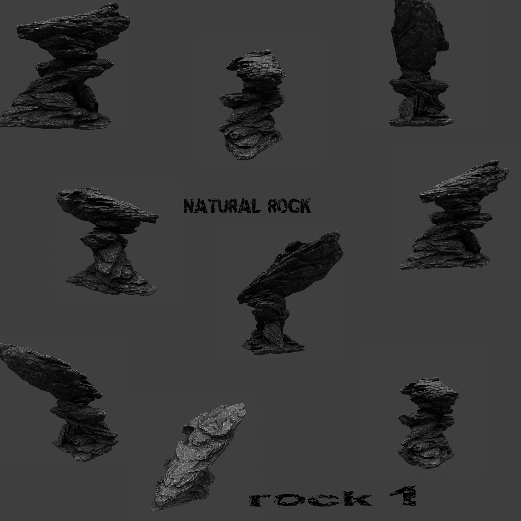 Rock Set of rocks 3D model_1