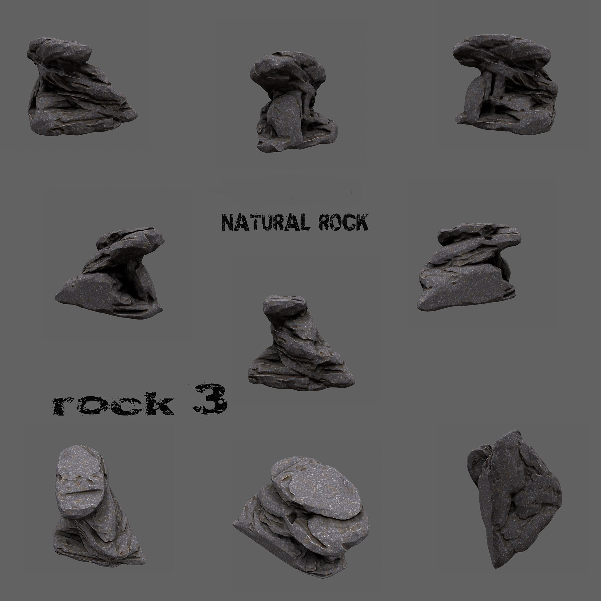 Rock Set of rocks 3D model_8