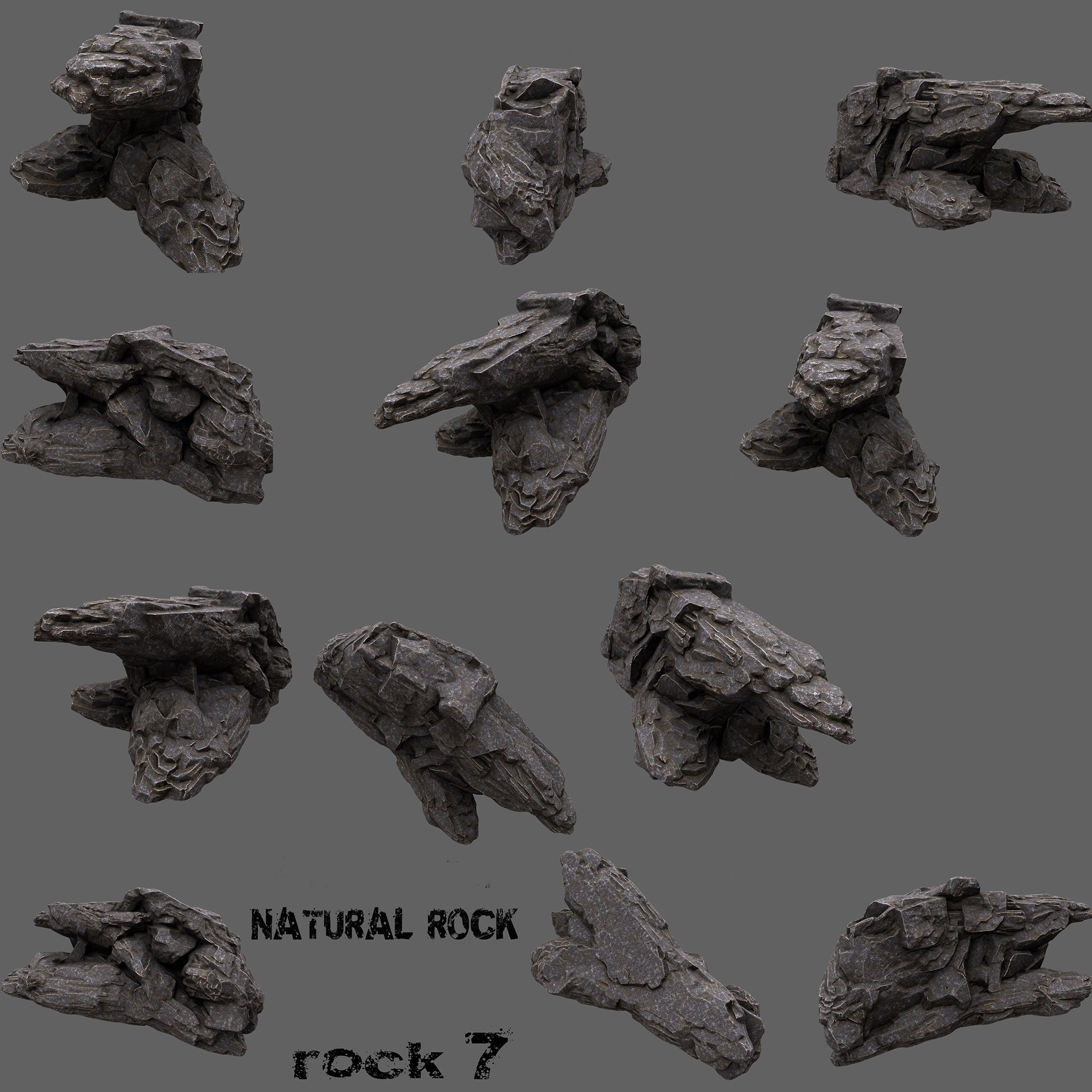 Rock Set of rocks 3D model_2