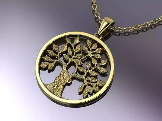 Jewelry  Tree Pendant Gold MK-048