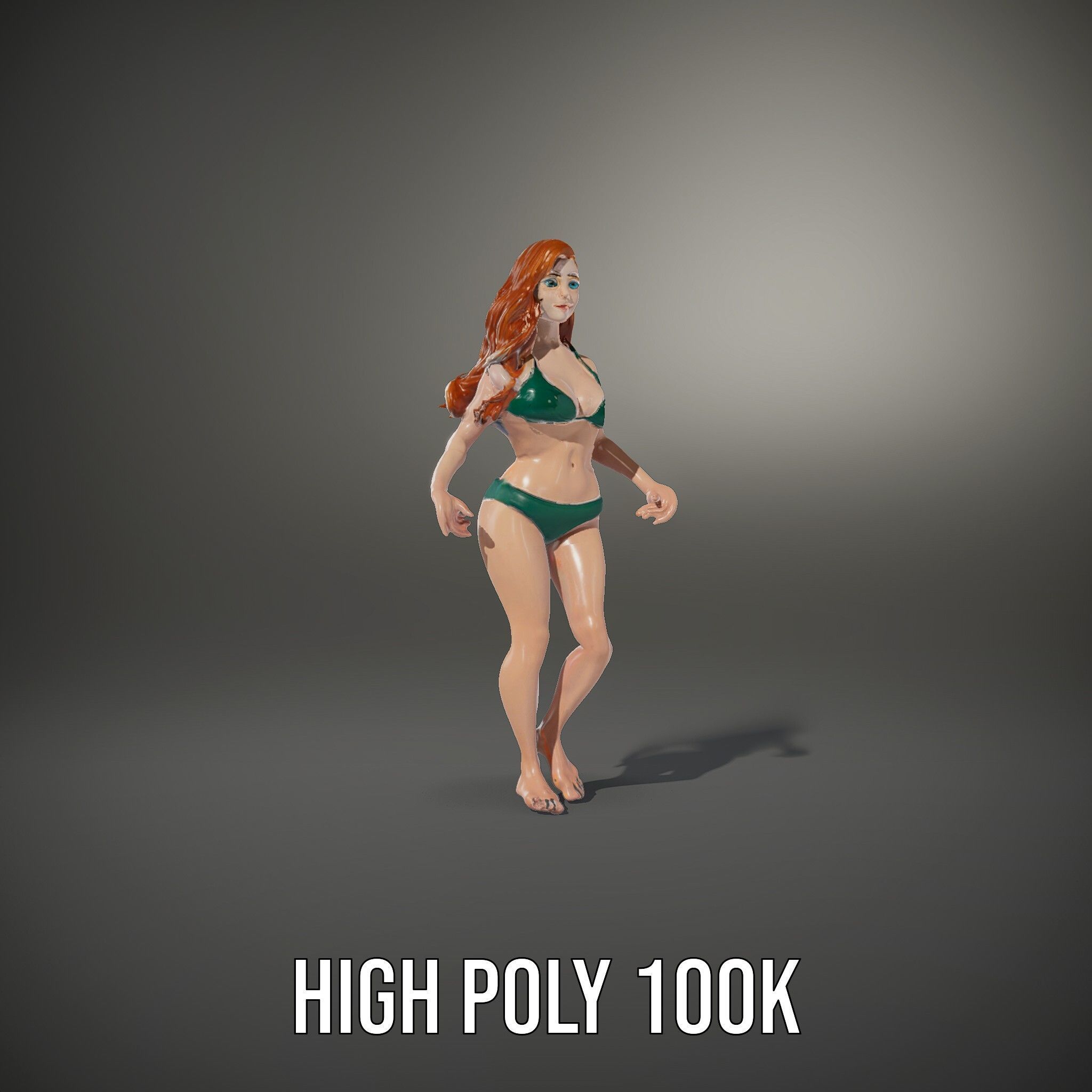 Animated Beachwear Female Character Model Rigged and Animated Low-poly 3D model_19