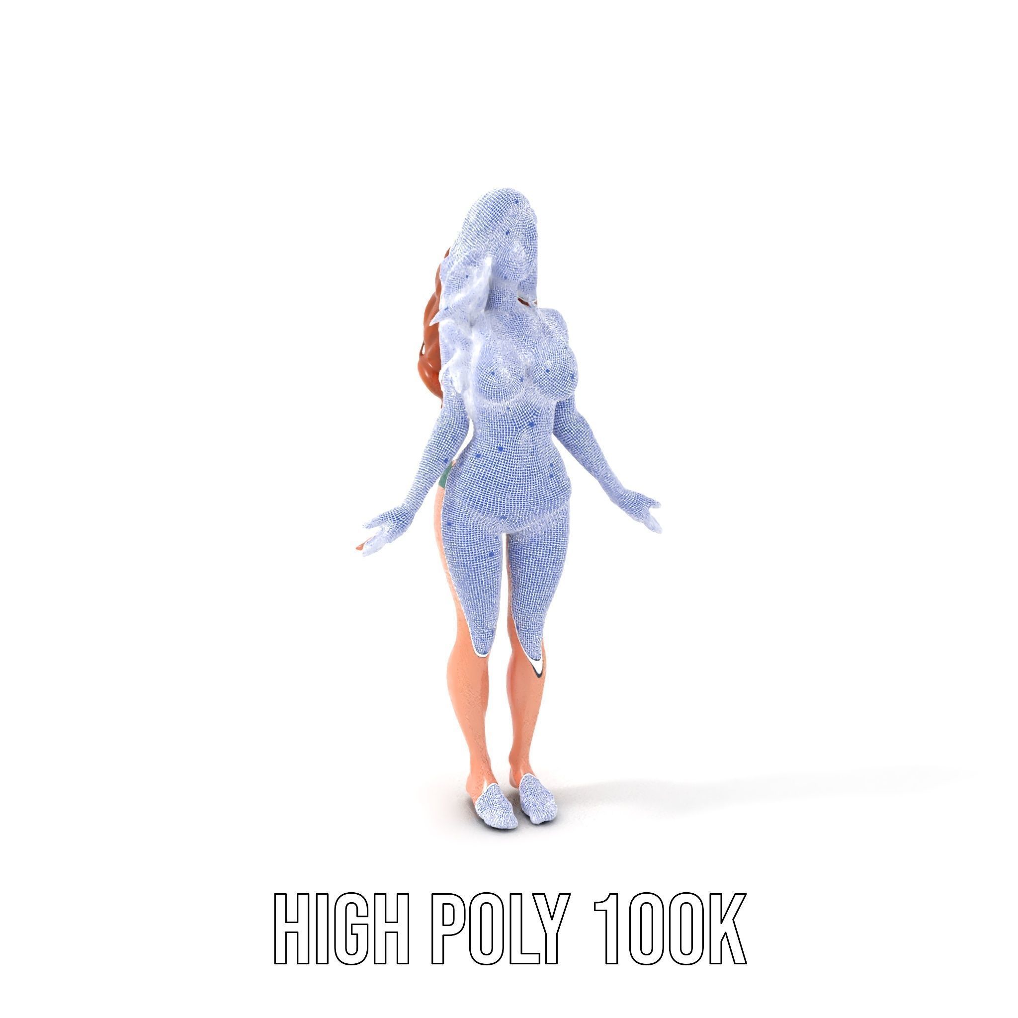 Animated Beachwear Female Character Model Rigged and Animated Low-poly 3D model_4