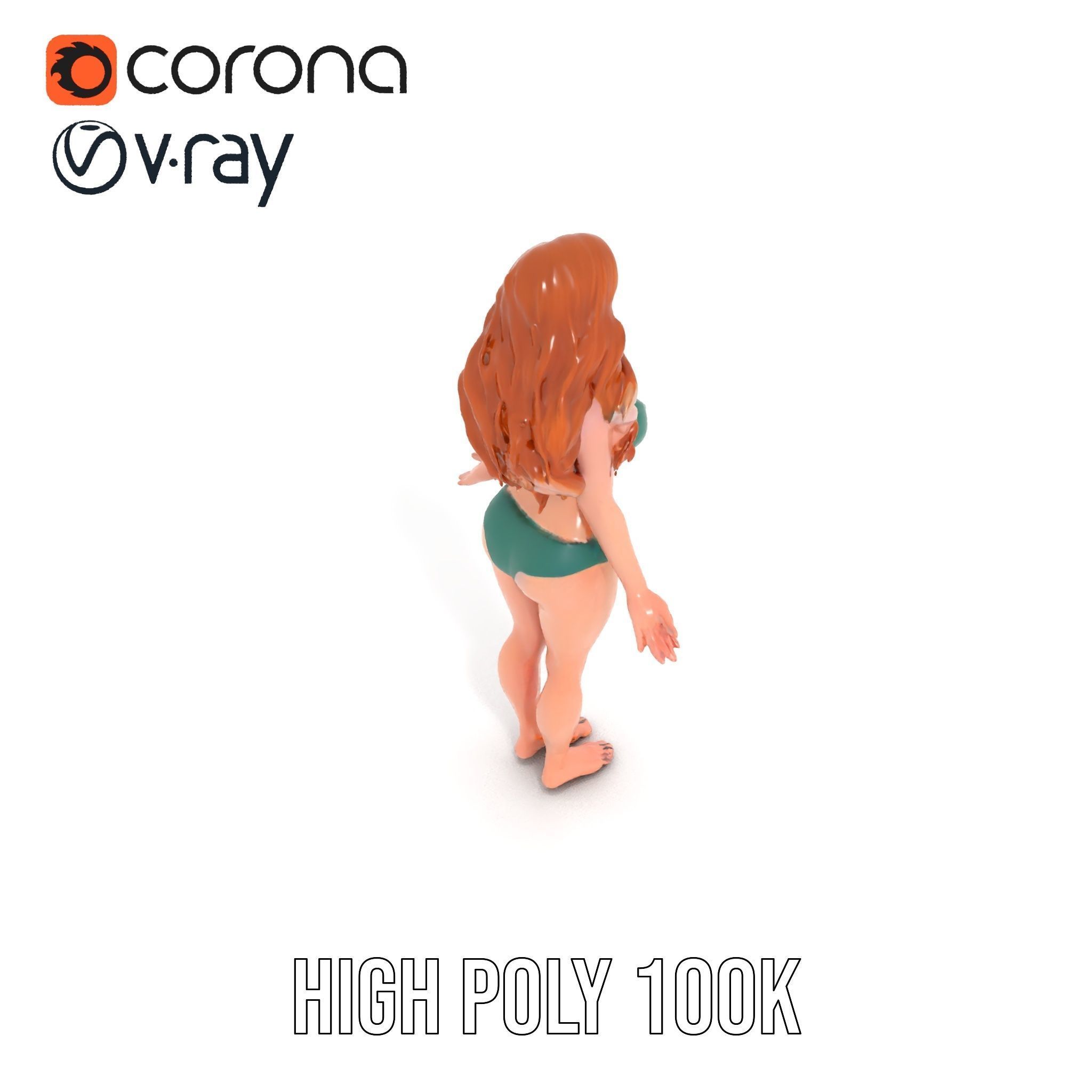 Animated Beachwear Female Character Model Rigged and Animated Low-poly 3D model_22