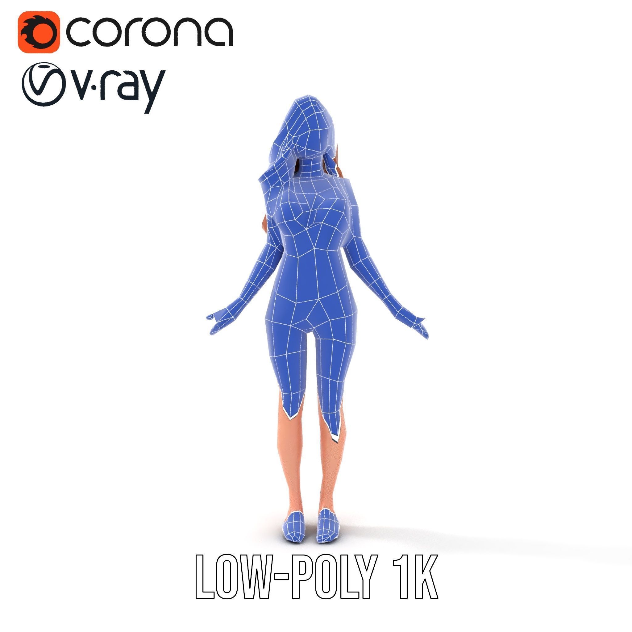 Animated Beachwear Female Character Model Rigged and Animated Low-poly 3D model_27