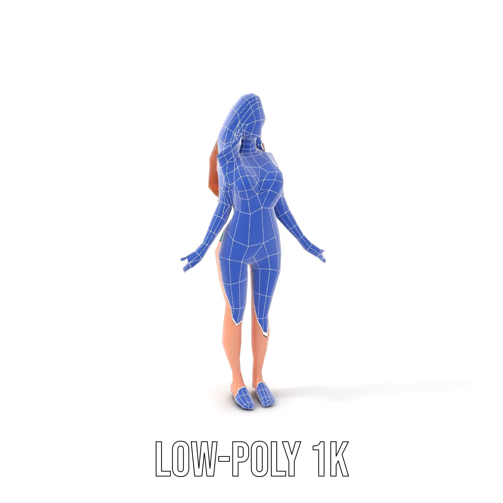 Animated Beachwear Female Character Model Rigged and Animated Low-poly 3D model_13