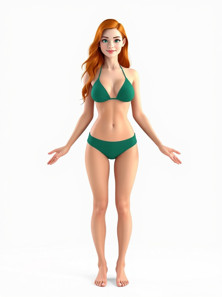 Animated Beachwear Female Character Model Rigged and Animated Low-poly 3D model_2
