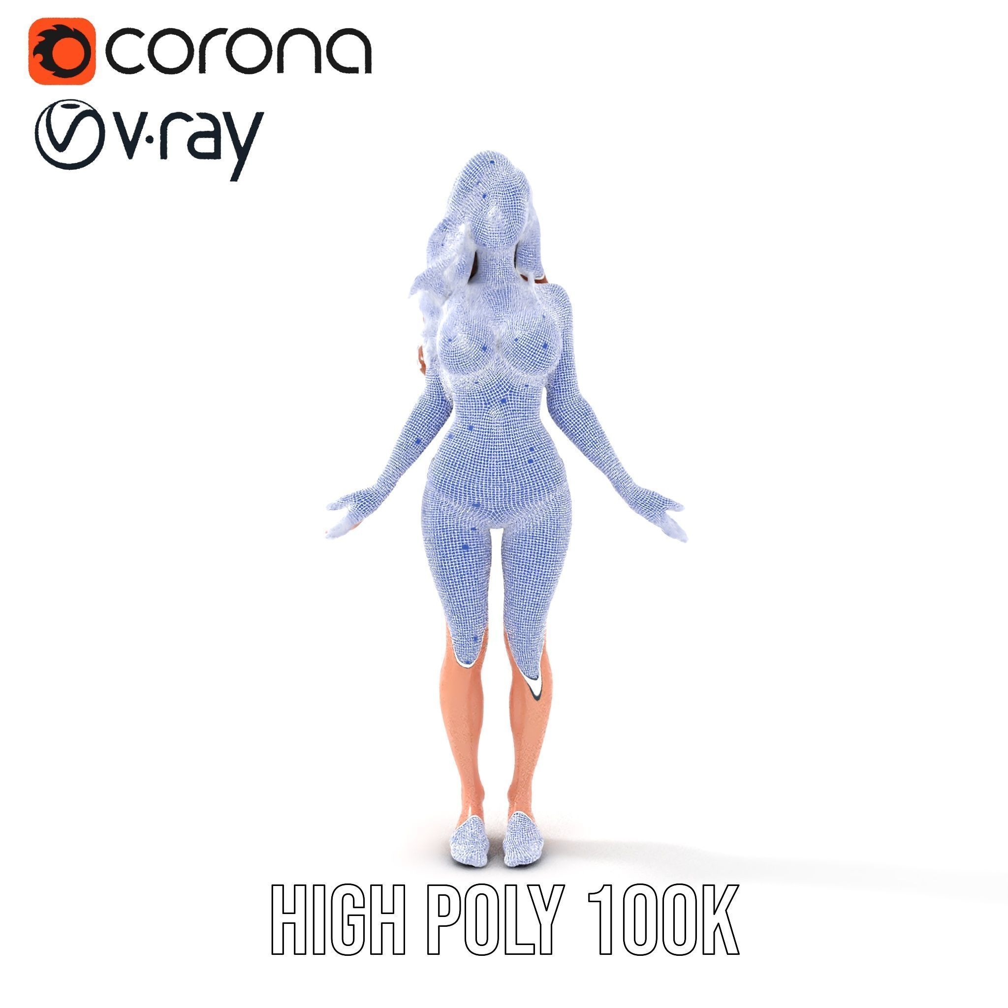 Animated Beachwear Female Character Model Rigged and Animated Low-poly 3D model_31