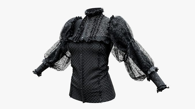 Victorian Gothic Blouse Shirt Vintage Royal Low-poly 3D model